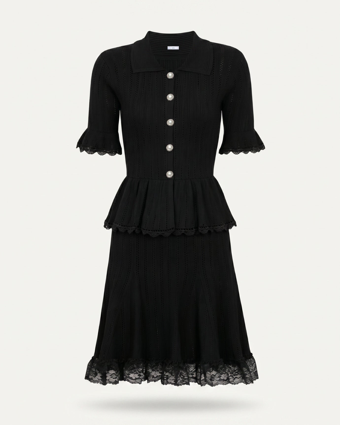 Dina Short-Sleeve Lace Dress