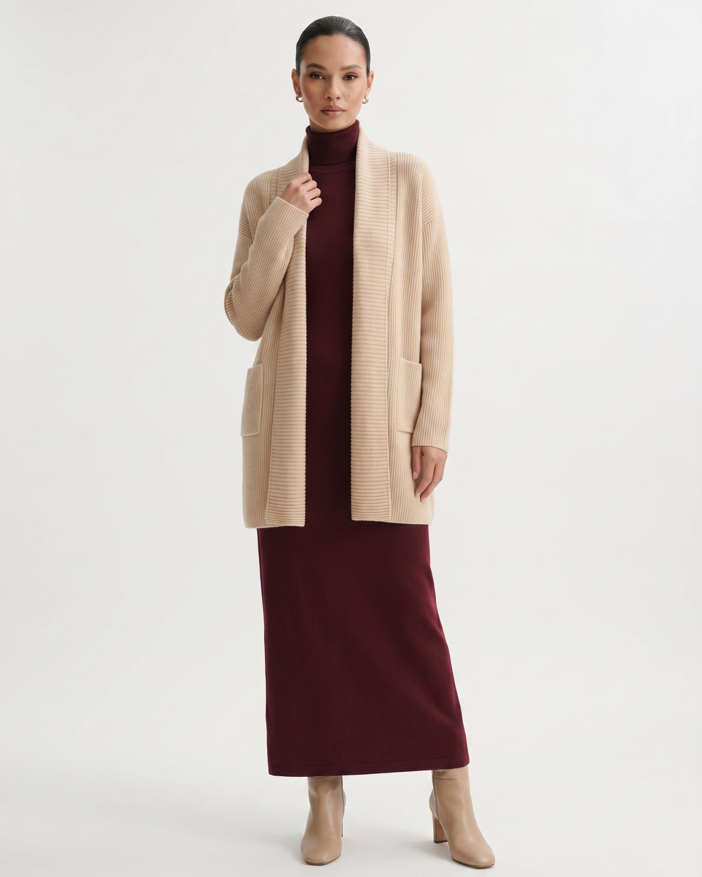 Cashmere Thickened Longline Lapel Cardigan