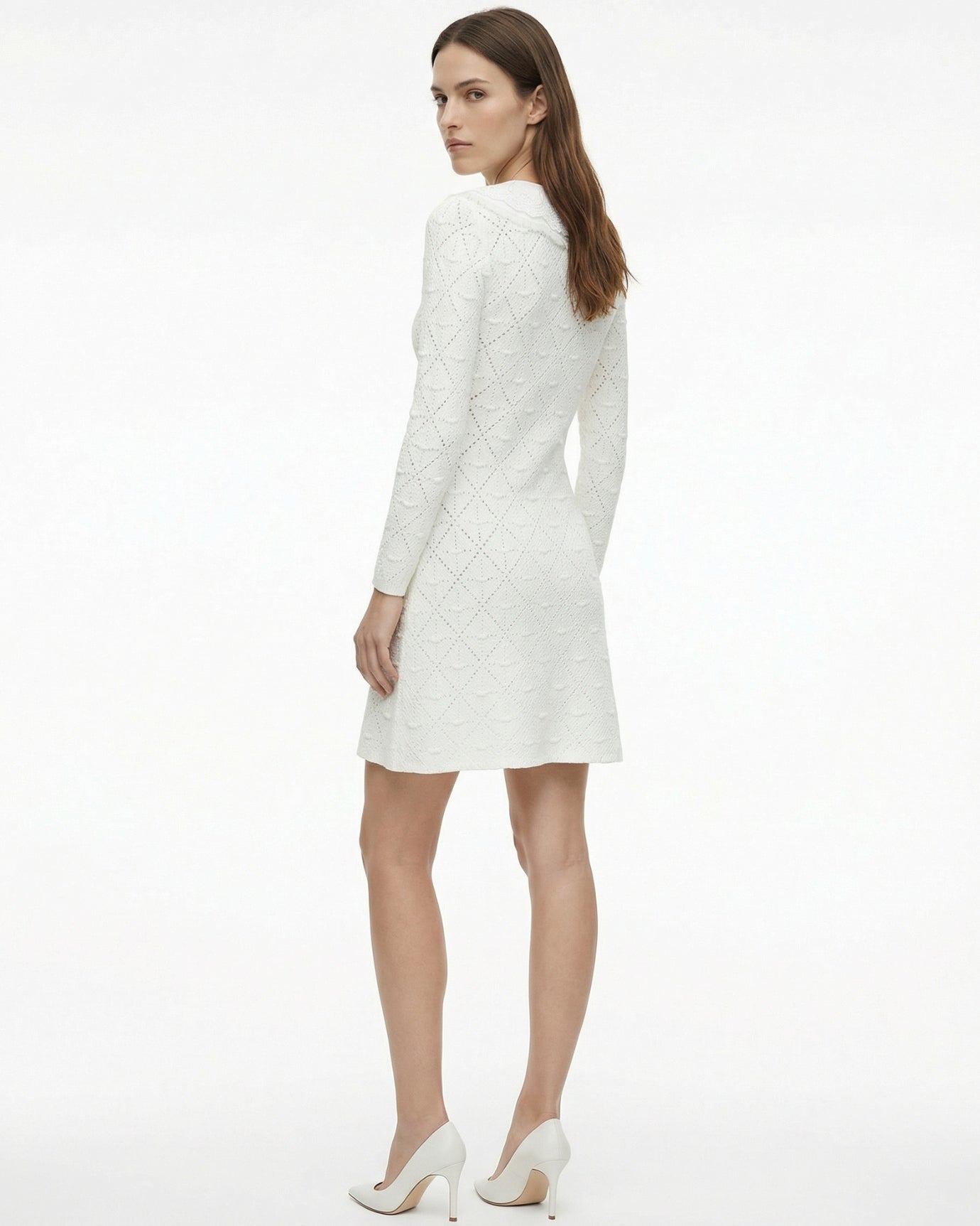 Kira Aesthetic White Knitted Dress