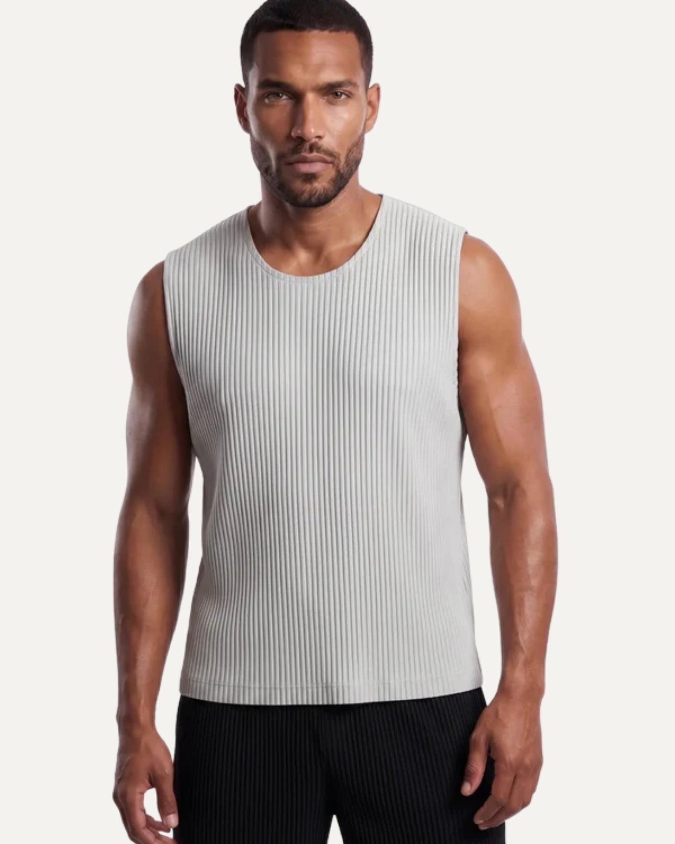 High-End Pleated Gray Vest T-shirt