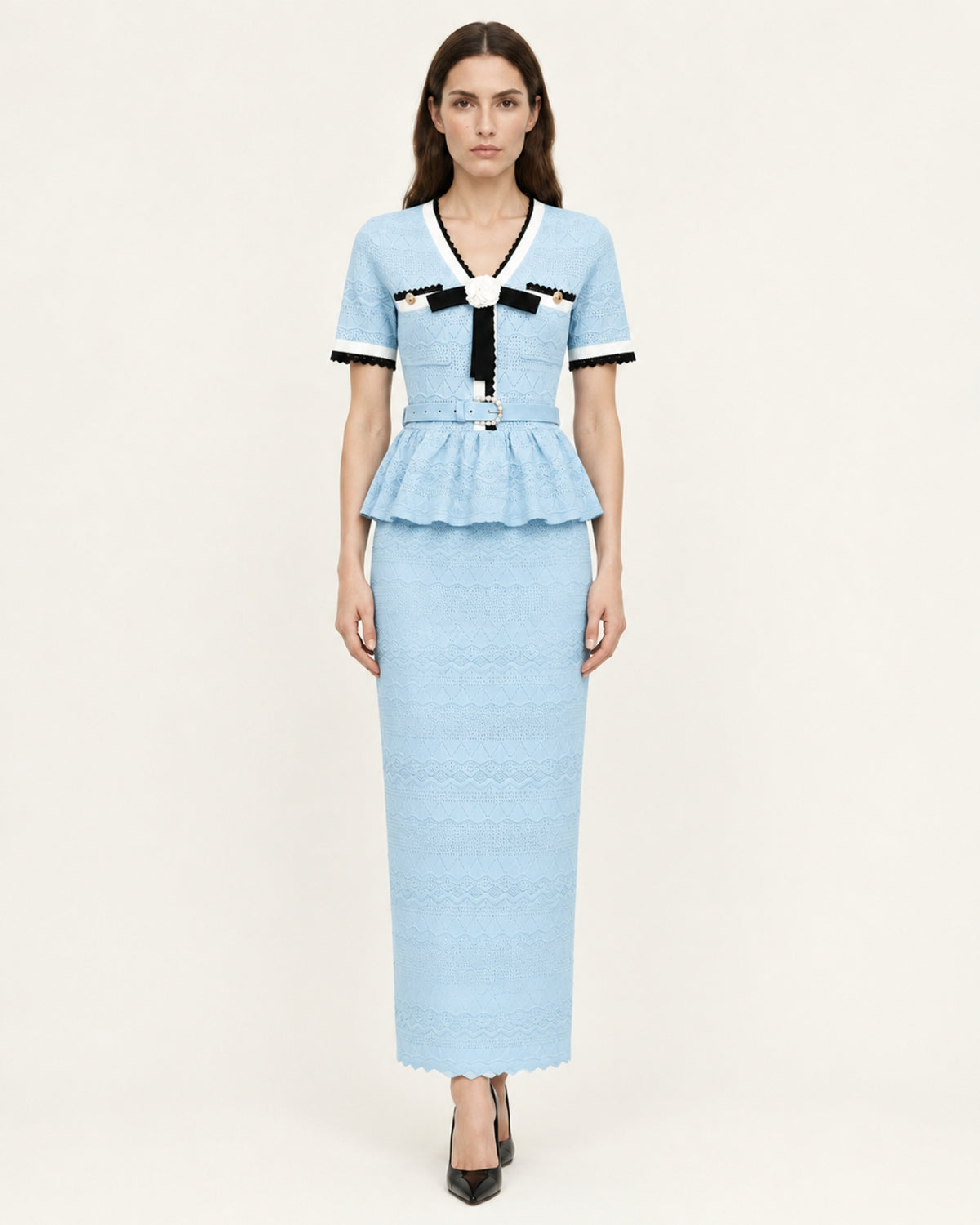 Diva Slim-Fit Knit Crewneck Set Top & Skirt