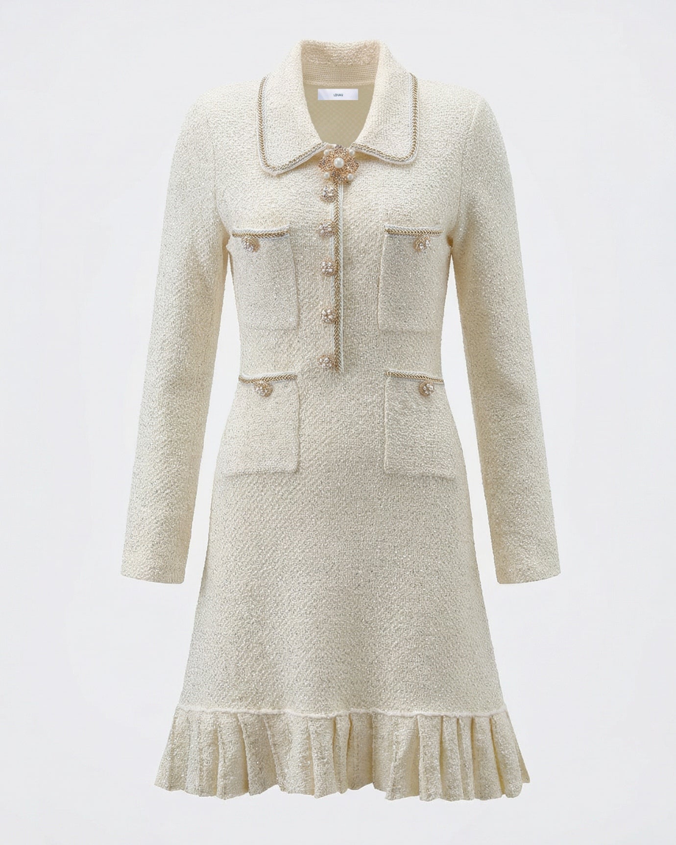 Diamond Buckle French Dress Pleated