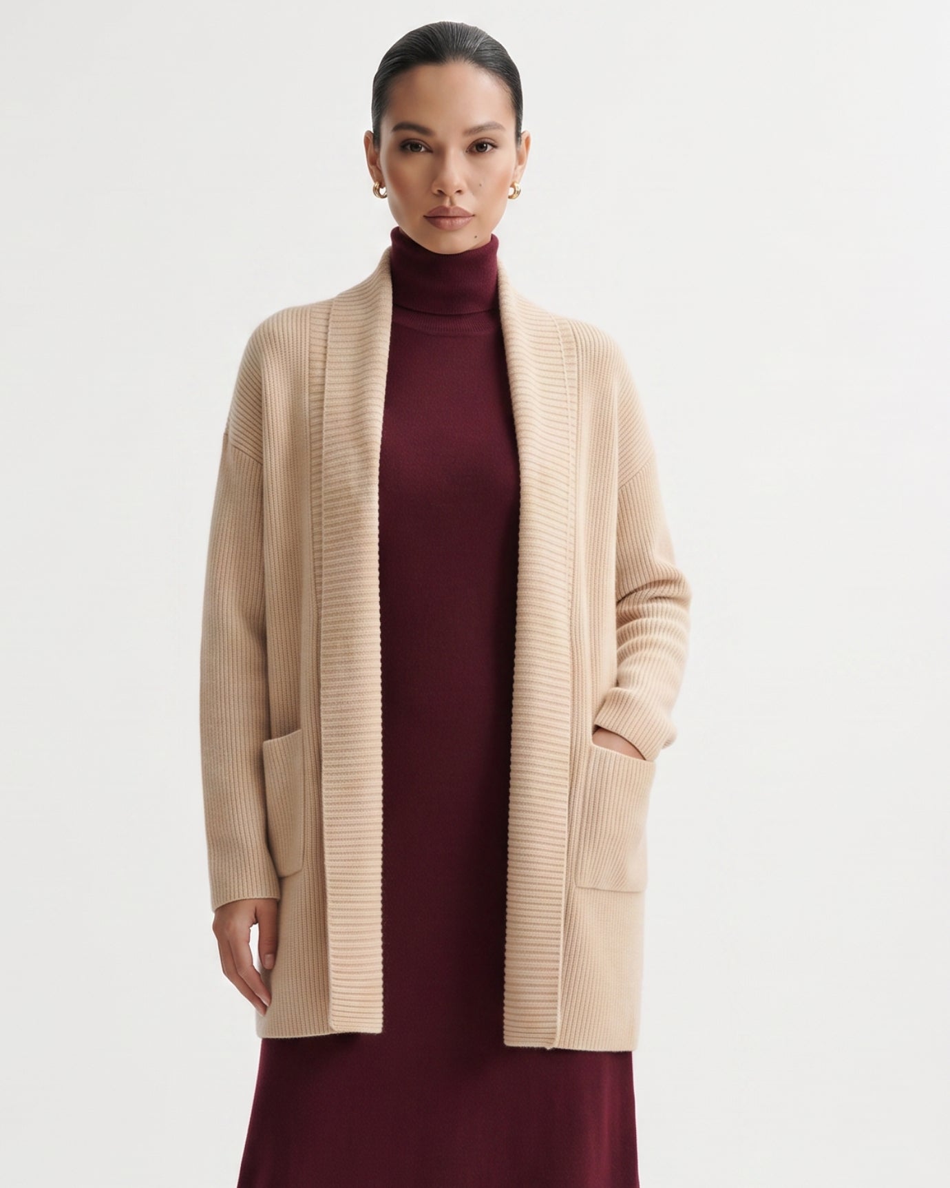 Cashmere Thickened Longline Lapel Cardigan
