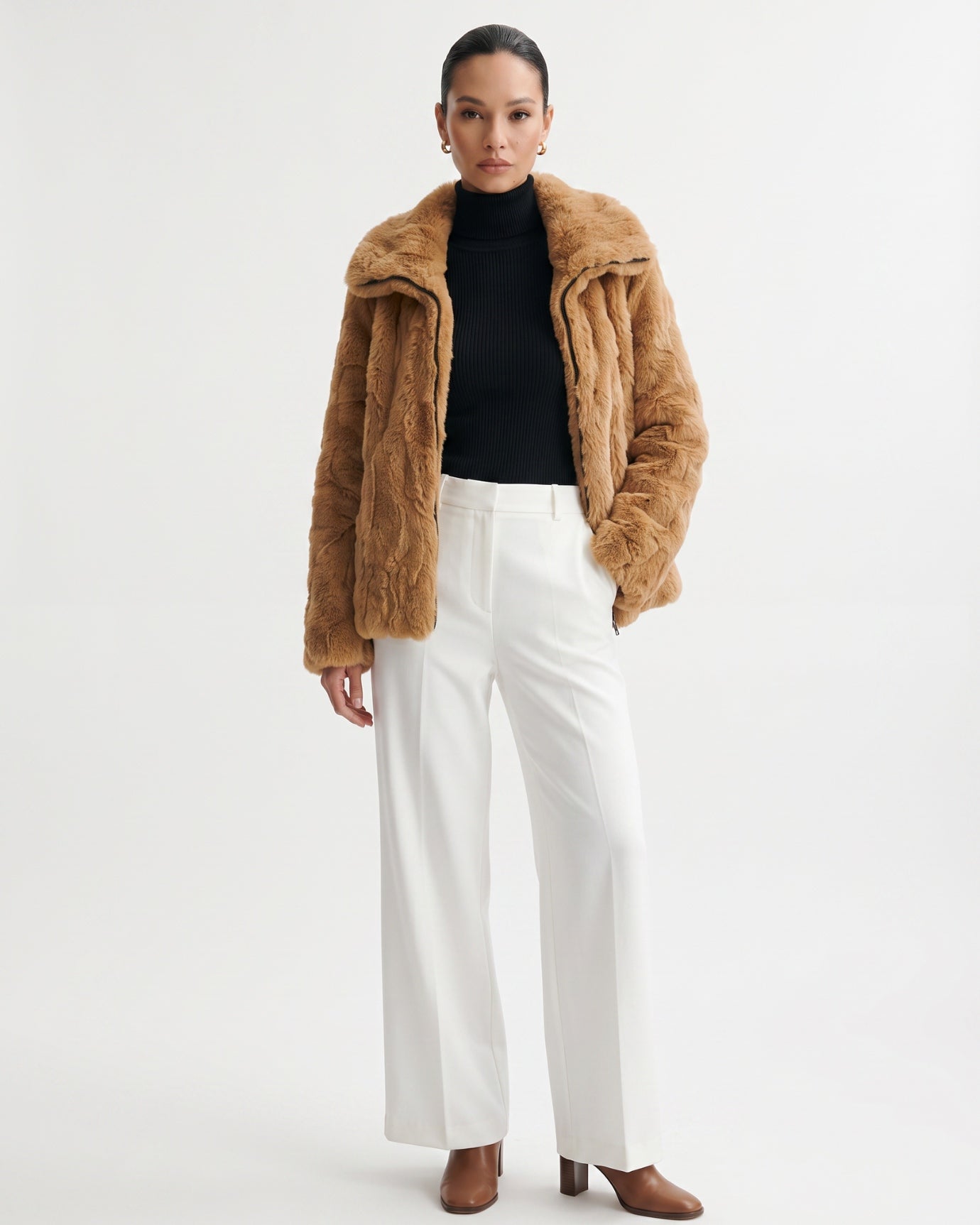 Cindy Thickened Fur Coat Short Turn-Down Collar Jacket
