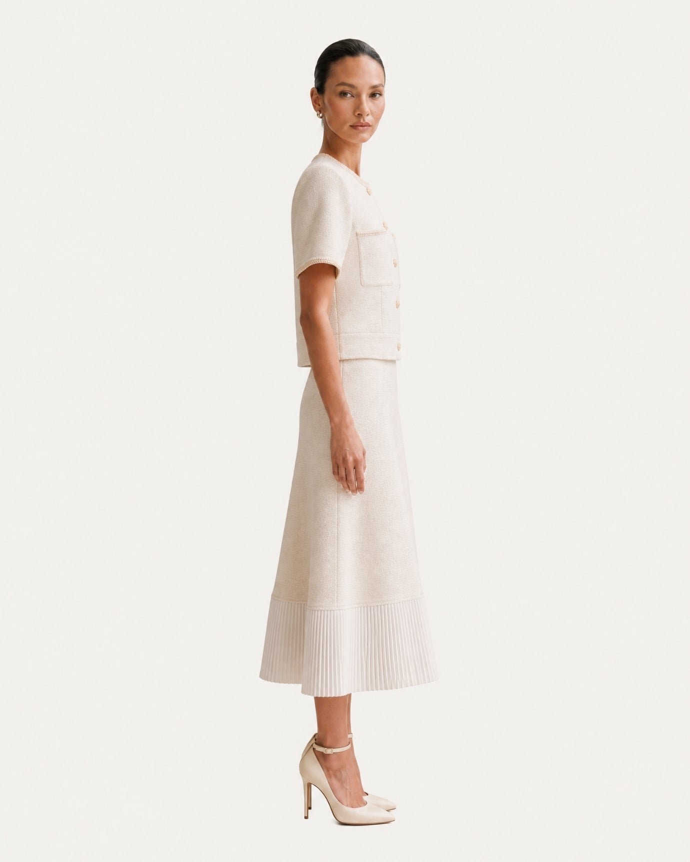Hamptons Chic Set Top and Panelled Pleated Skirt
