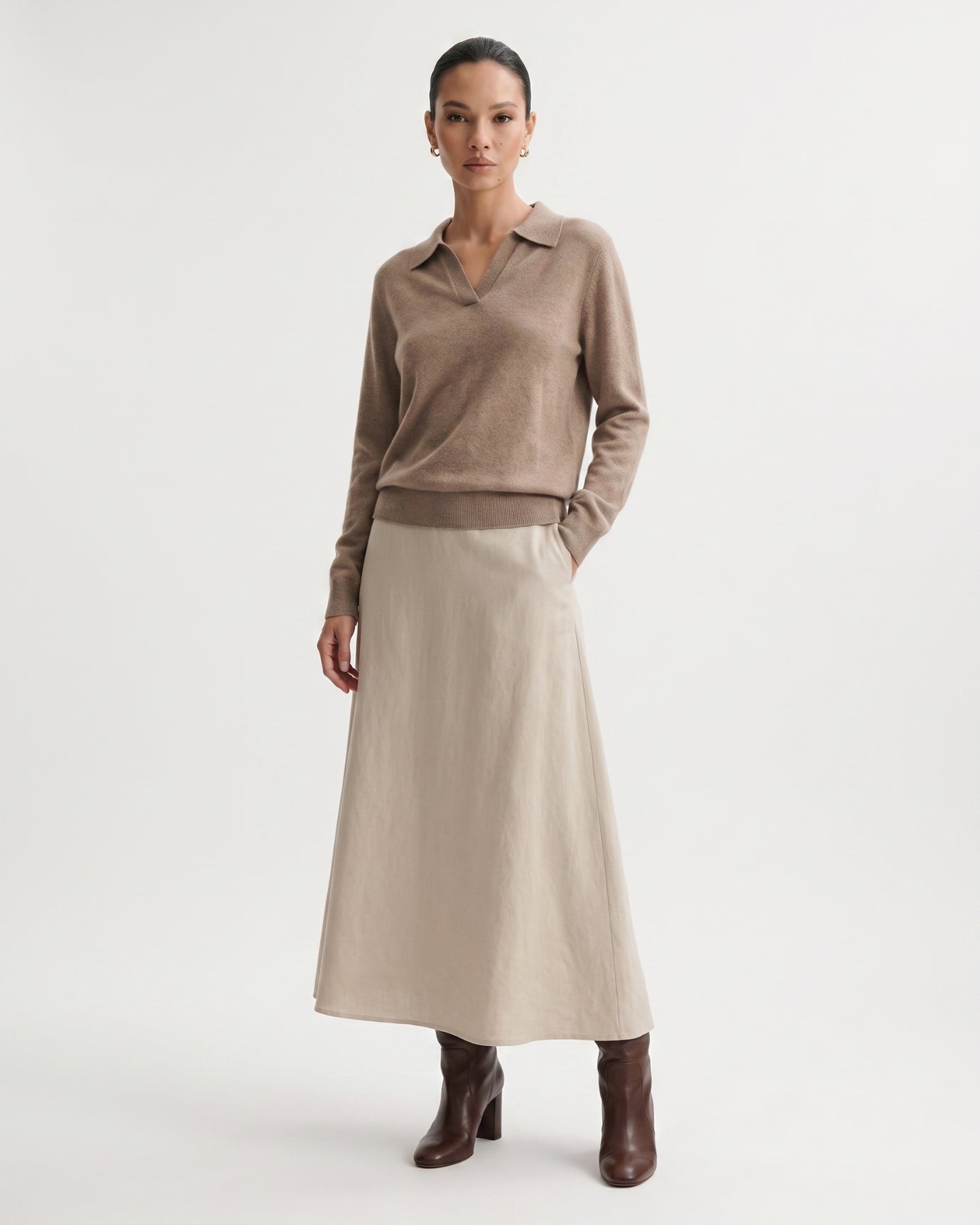 Cashmere Long Sleeve Polo Sweater