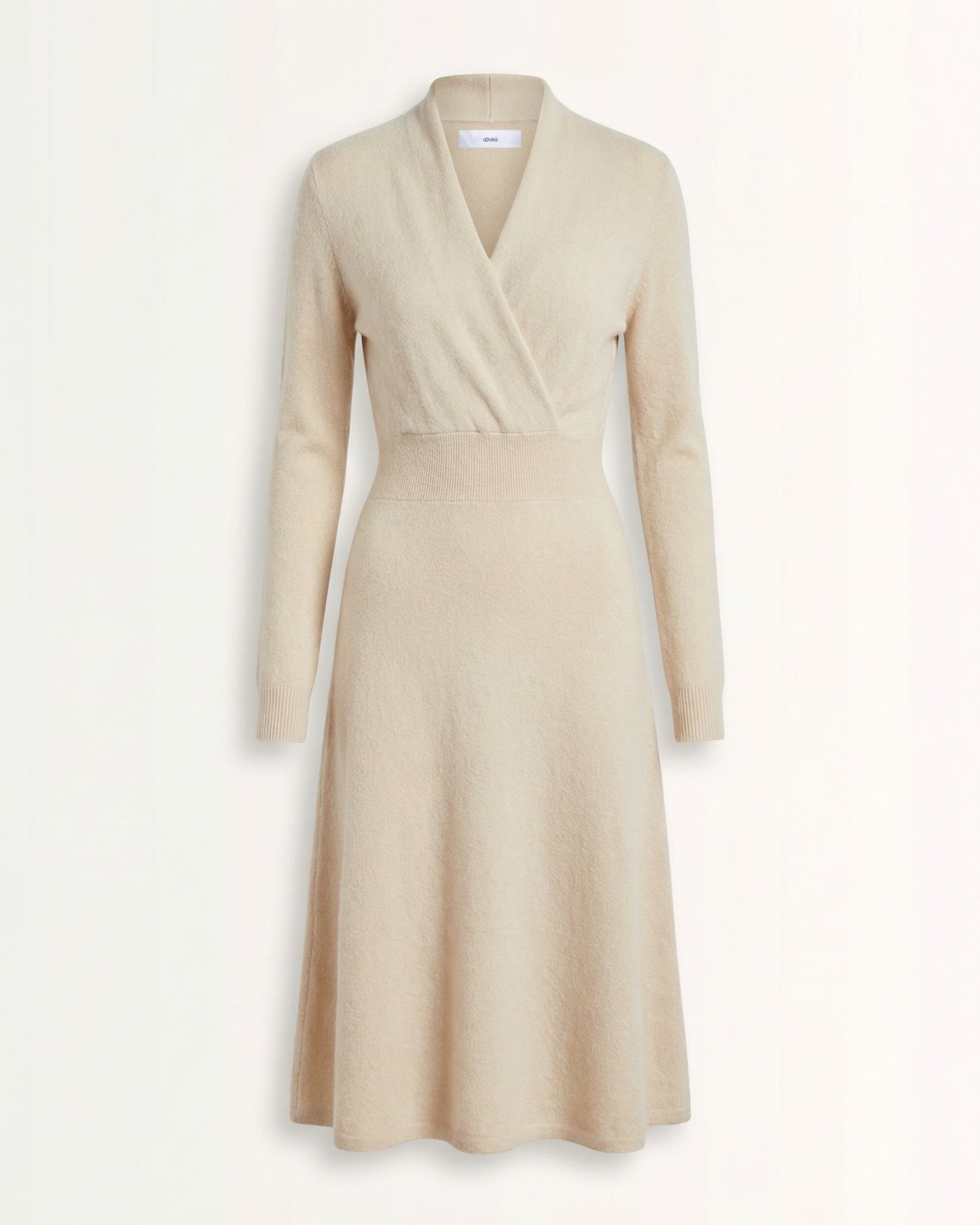 Selena High-neck fitted cashmere dress with French hem