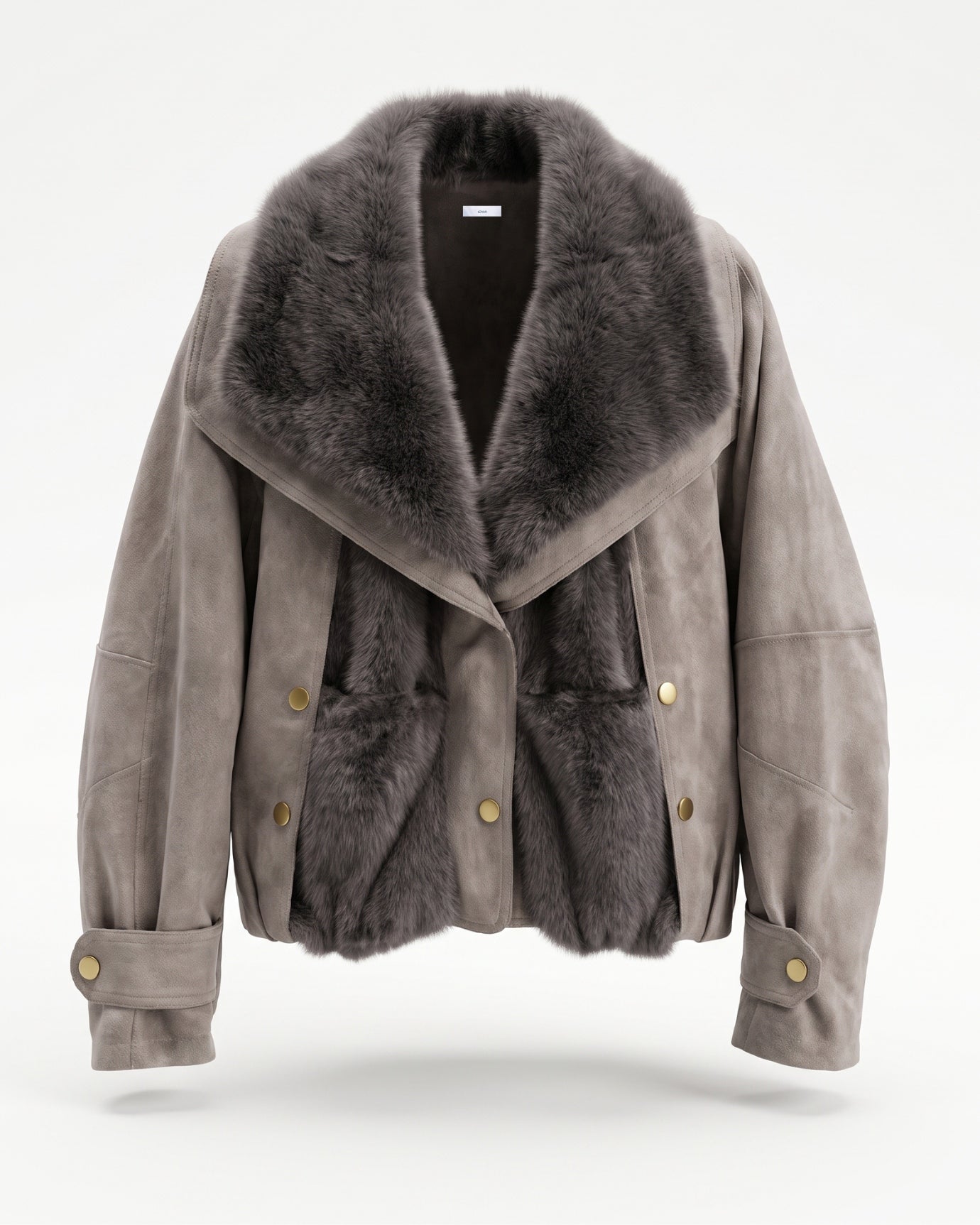 Goose Down Jacket Fur-Integrated Suede Short Coat
