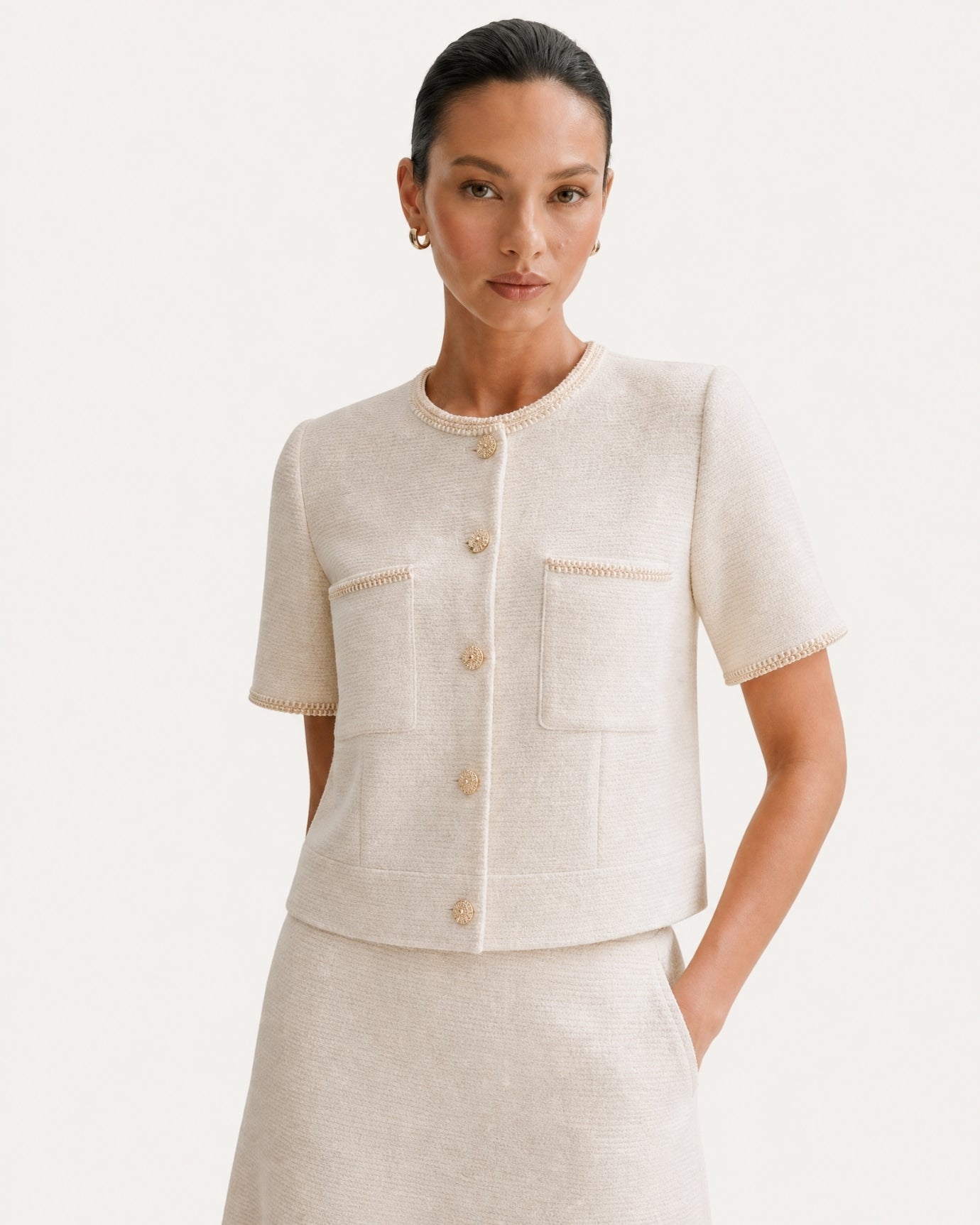 Hamptons Chic Set Top and Panelled Pleated Skirt