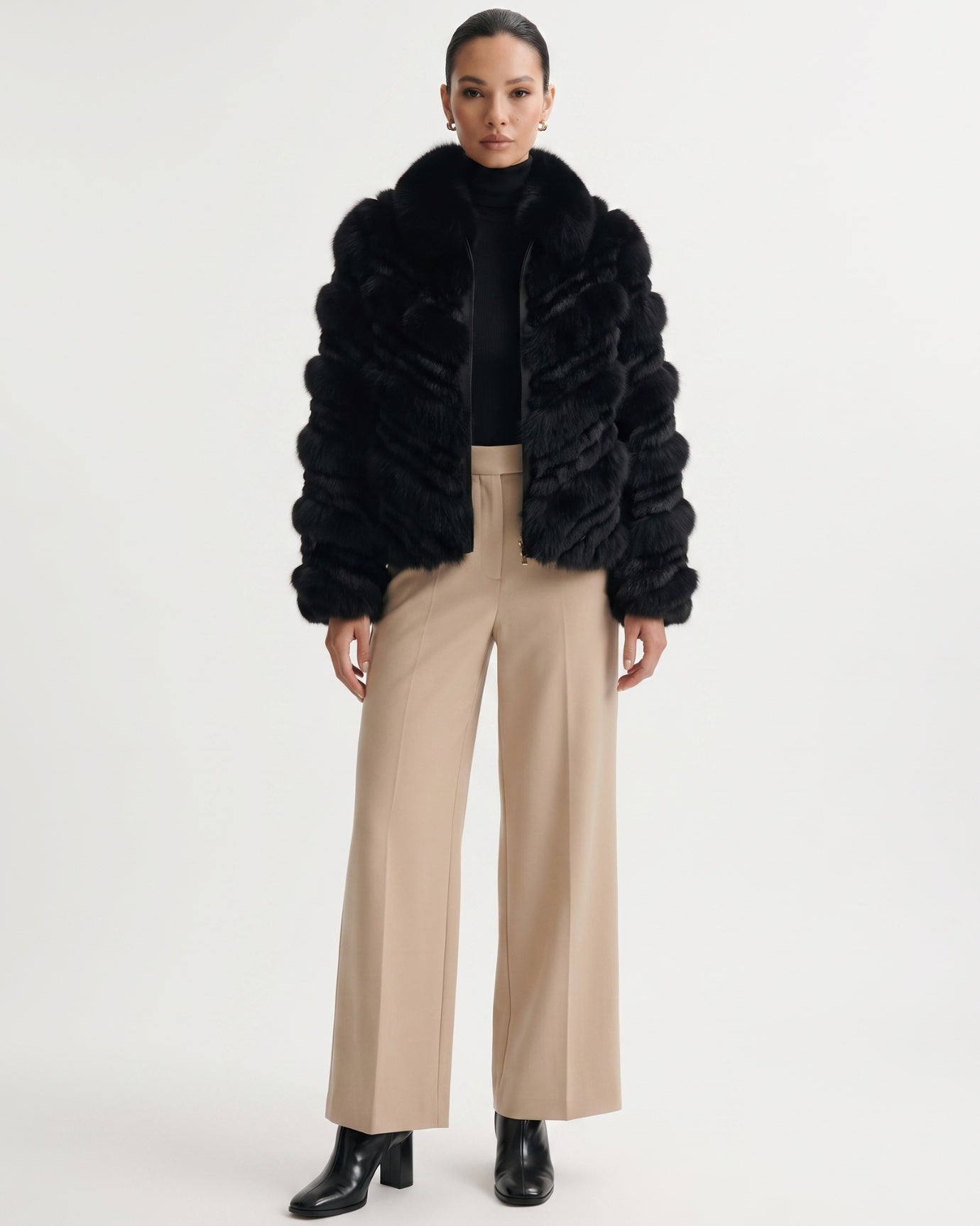 High-End Real Fox Fur Jacket Double-Sided Fur Coat