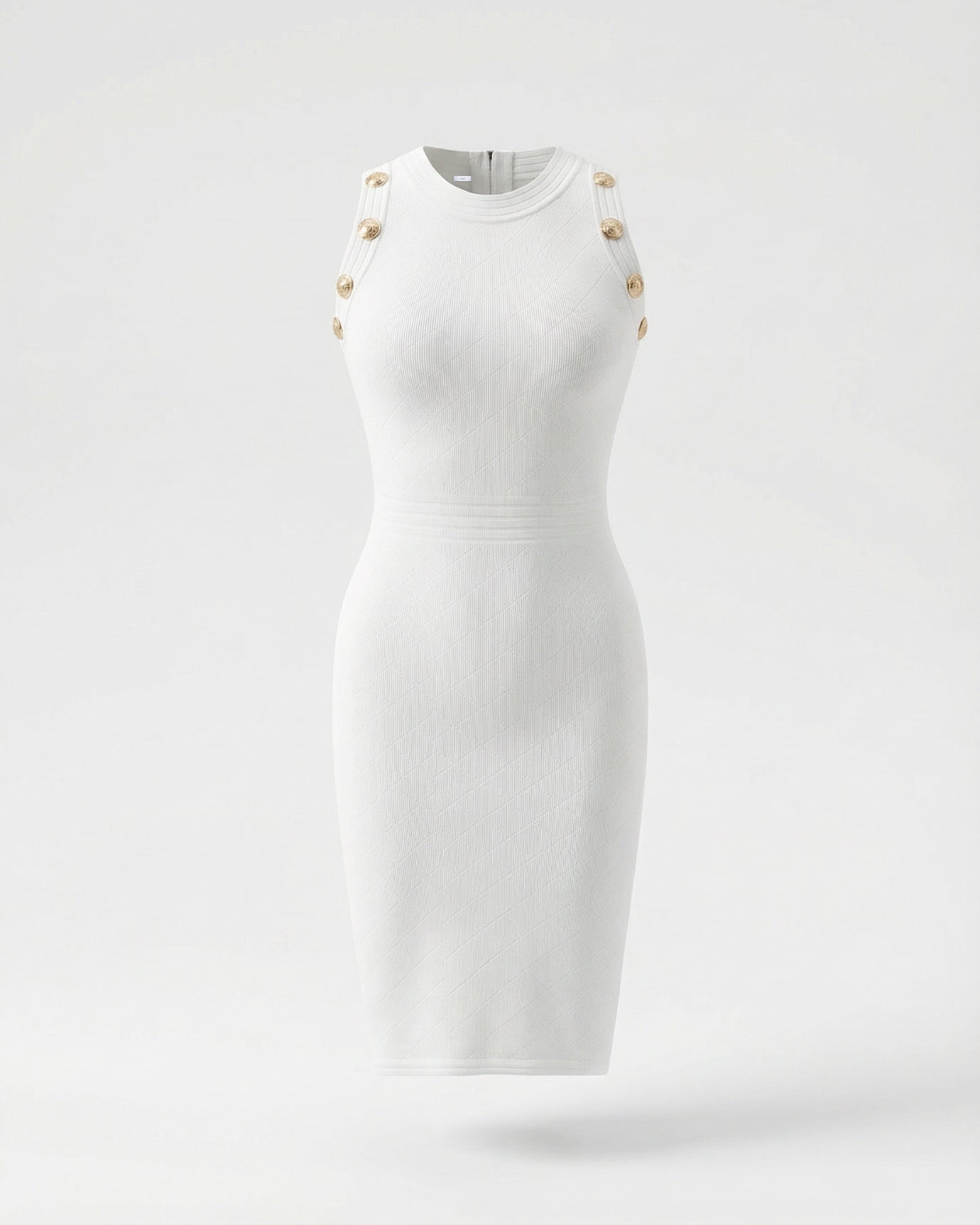 Romy Sleeveless Button Stretch Knit Dress