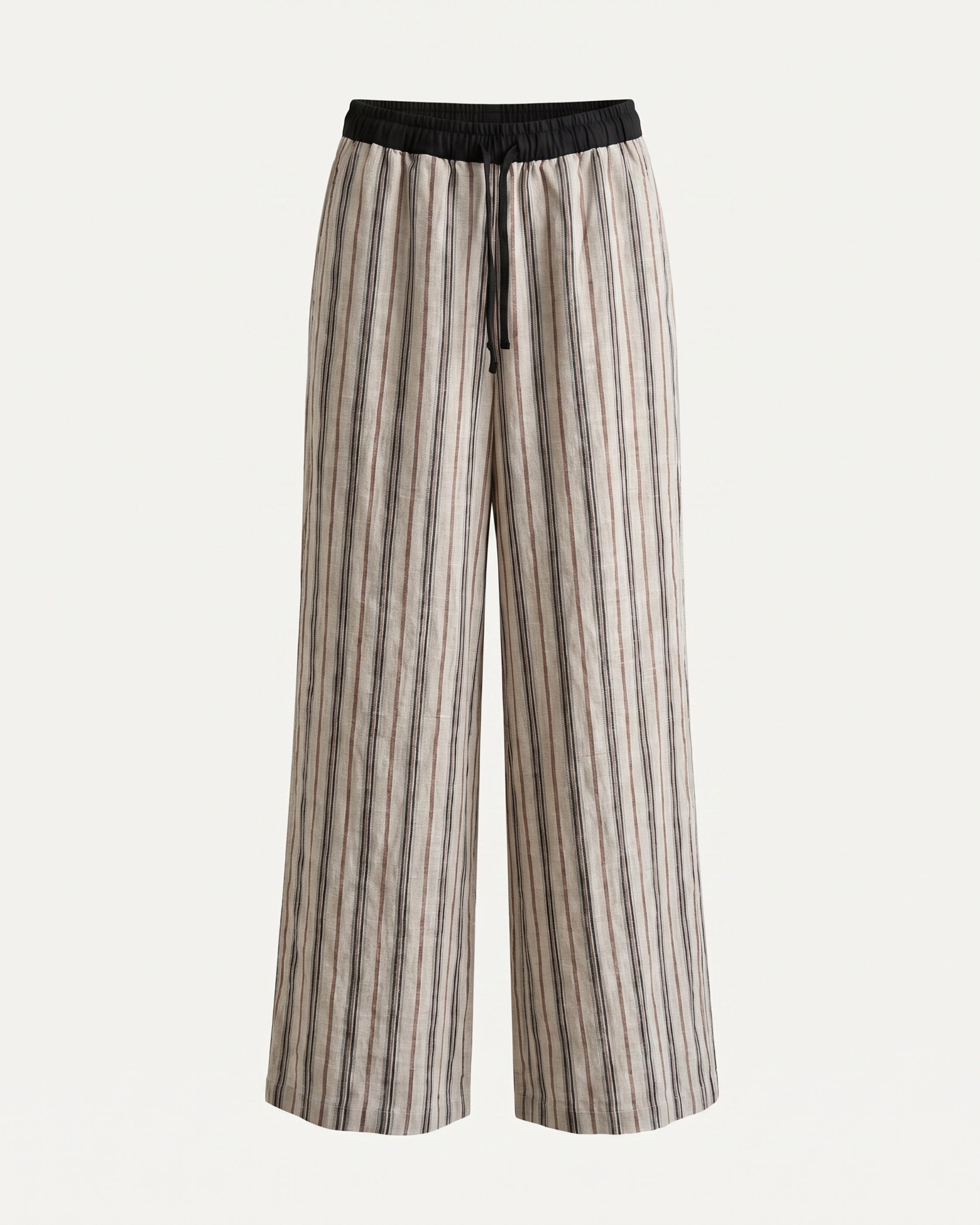 Cindy High-Waisted Striped Linen Pants