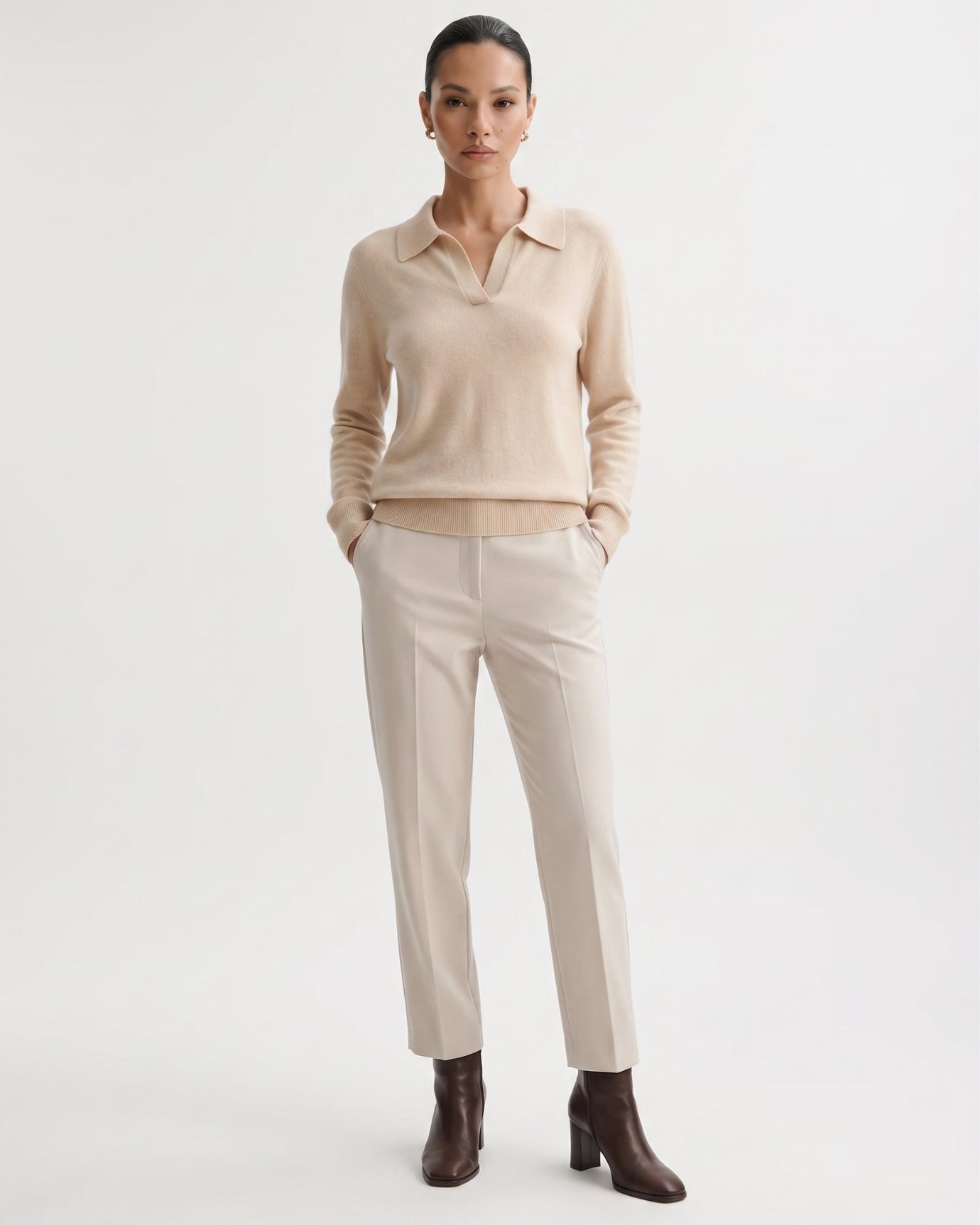 Cashmere Long Sleeve Polo Sweater