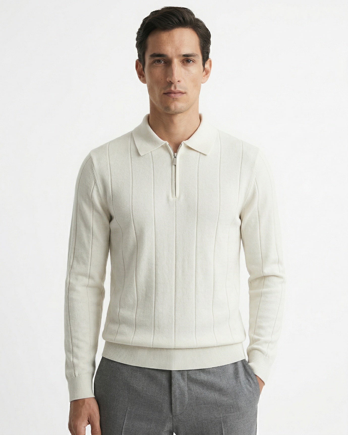 Polo Old Money con cremallera de manga larga