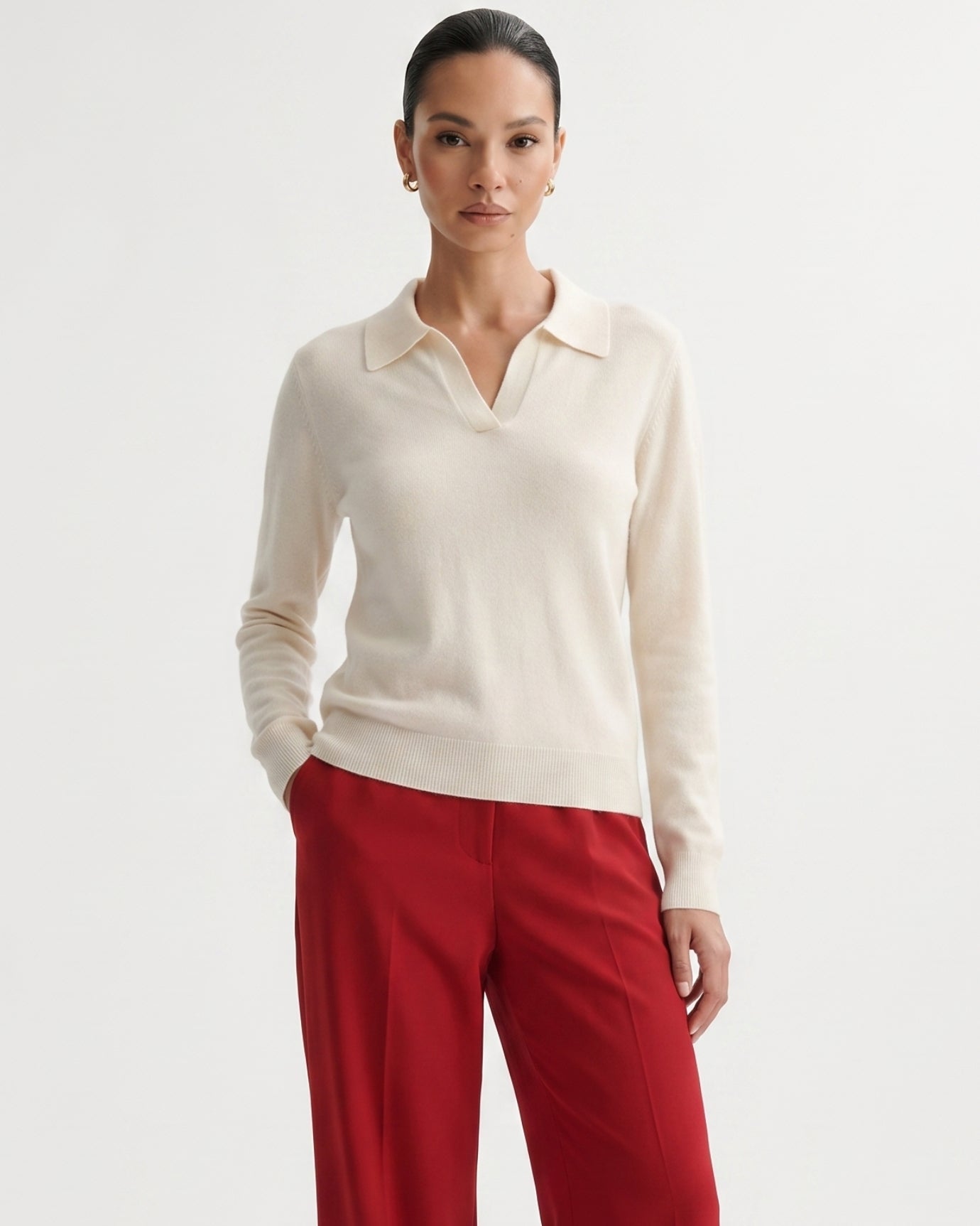 Cashmere Long Sleeve Polo Sweater