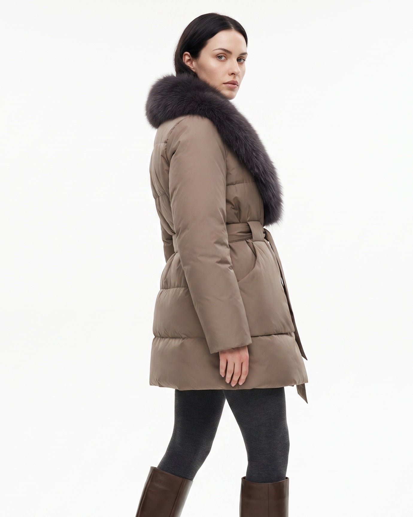 Sarah Real Fox Fur Fur Collar Thickened Warm Fur Coat