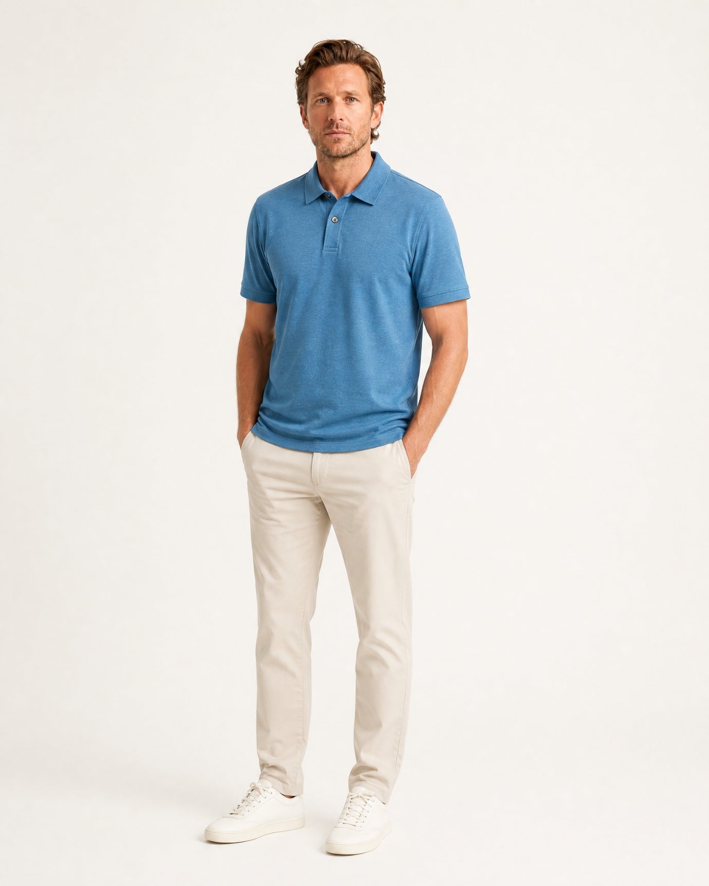 Short-Sleeve Merino Wool Collared Knit Polo