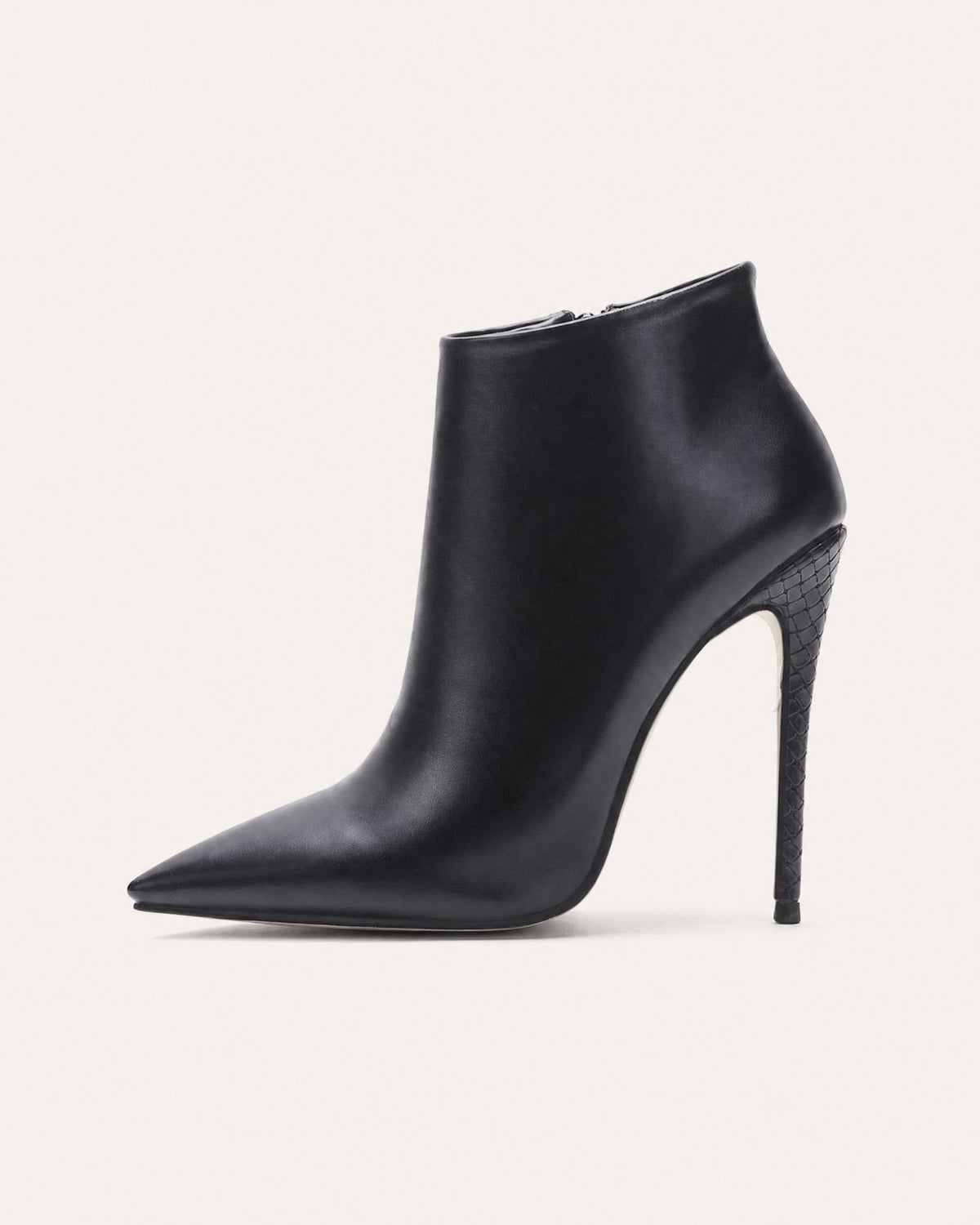 Pointed-Toe Stiletto Booties with Side Zip