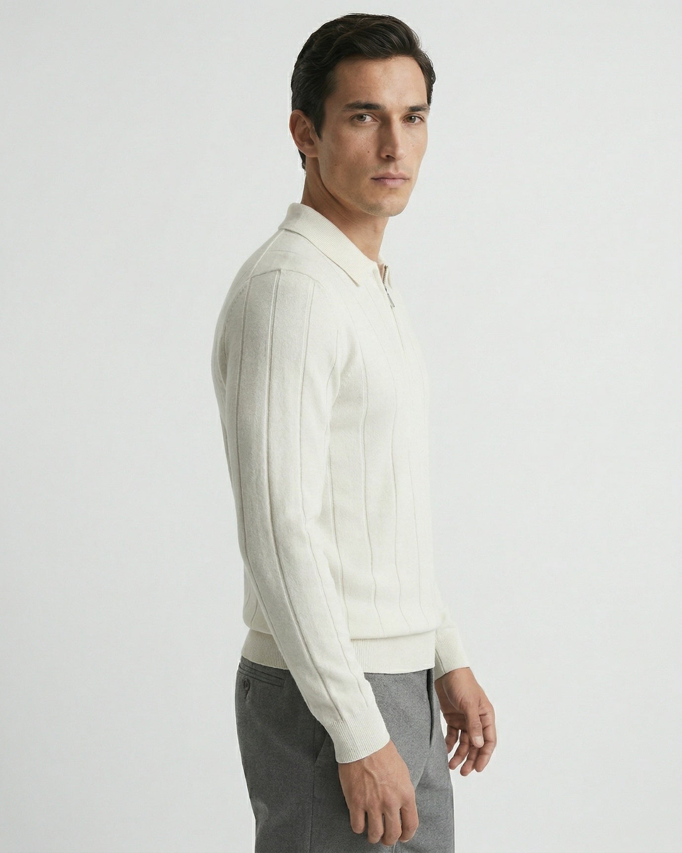 Polo Old Money con cremallera de manga larga