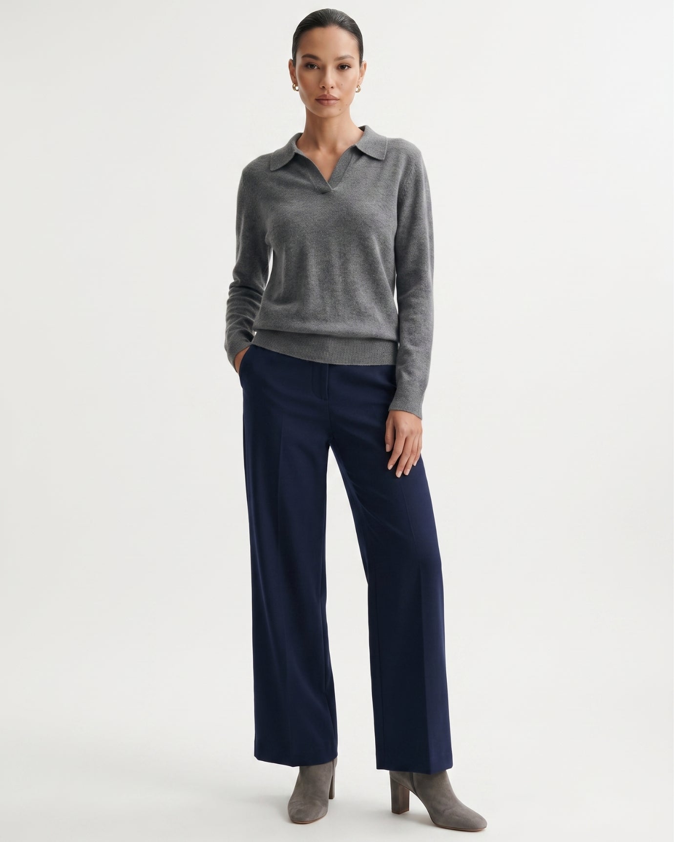 Cashmere Long Sleeve Polo Sweater