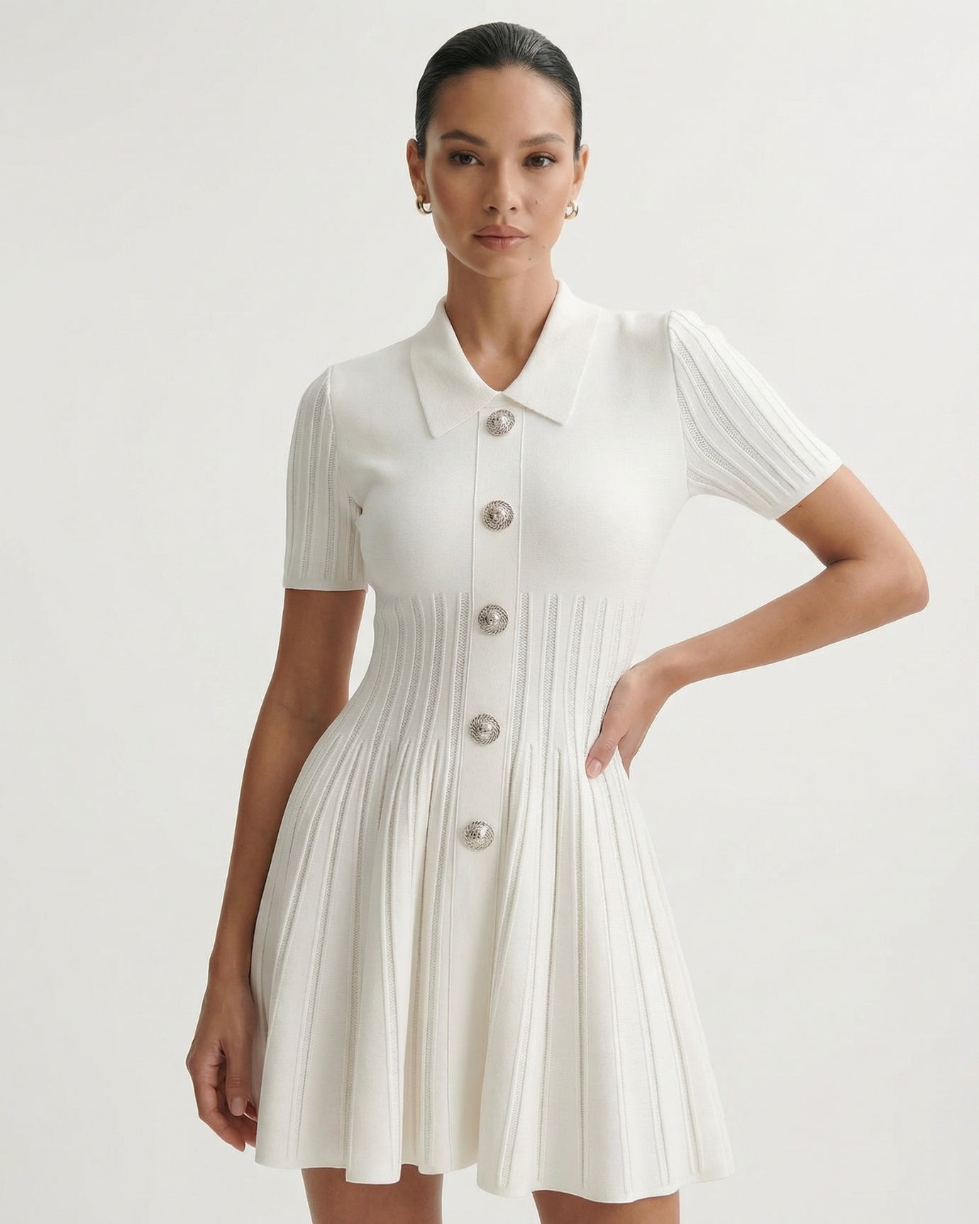 Anna Collared Knit Short Dress