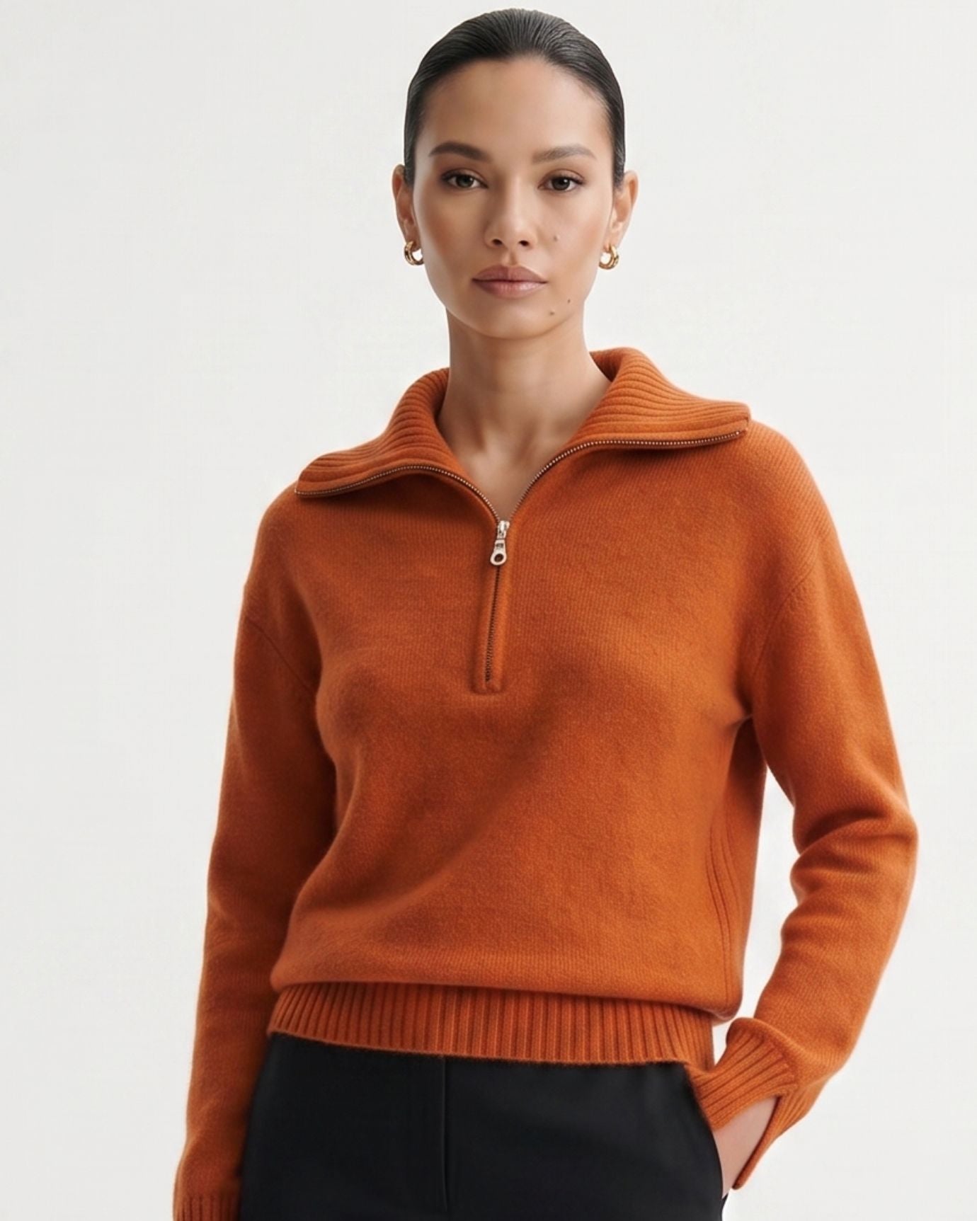 Georgina Zipper Cashmere Sweater