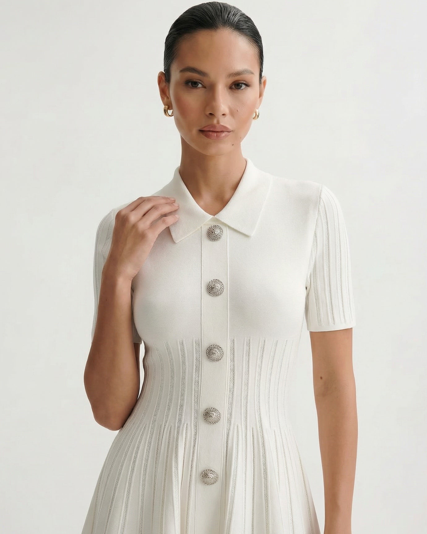 Anna Collared Knit Short Dress