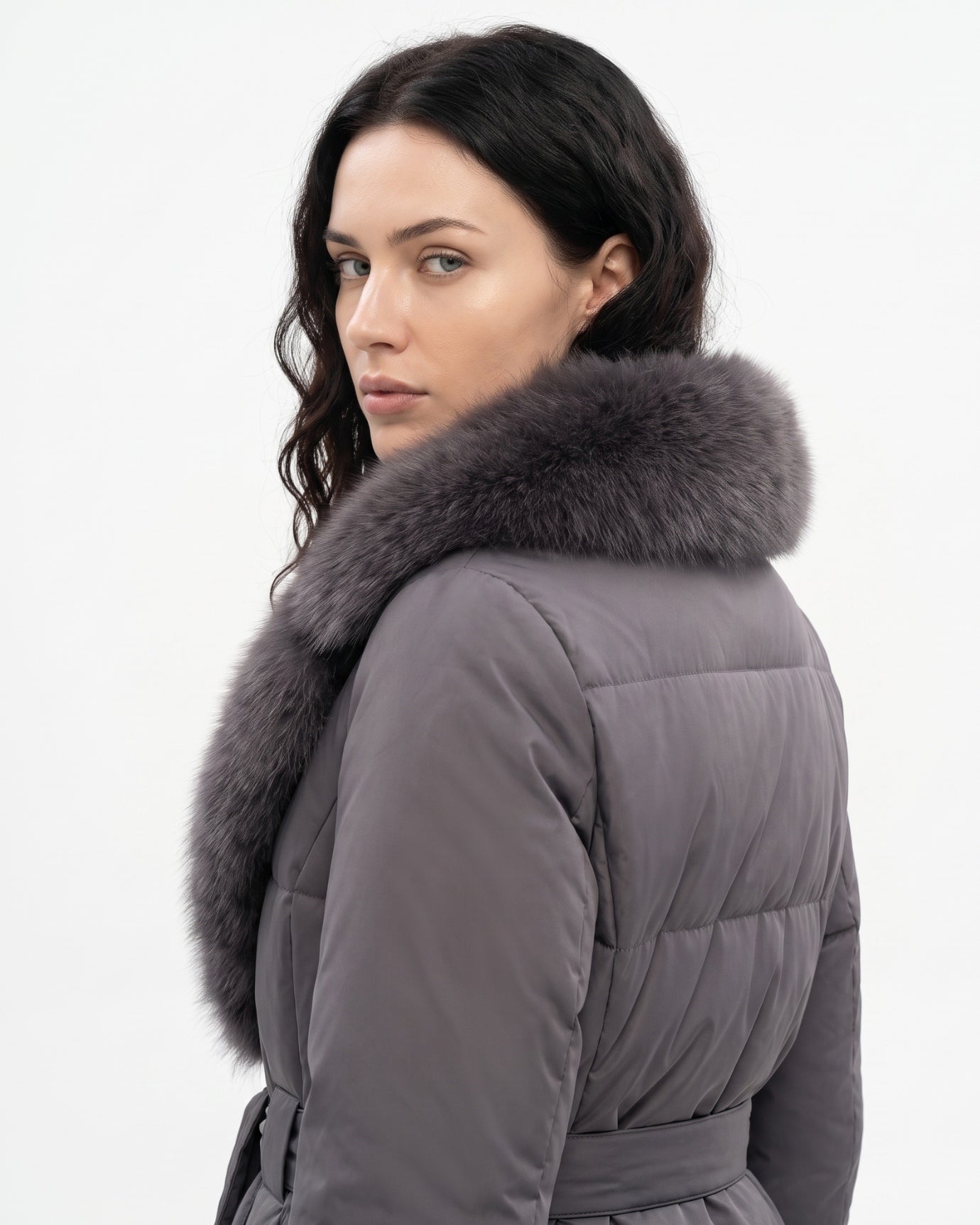 Sarah Real Fox Fur Fur Collar Thickened Warm Fur Coat