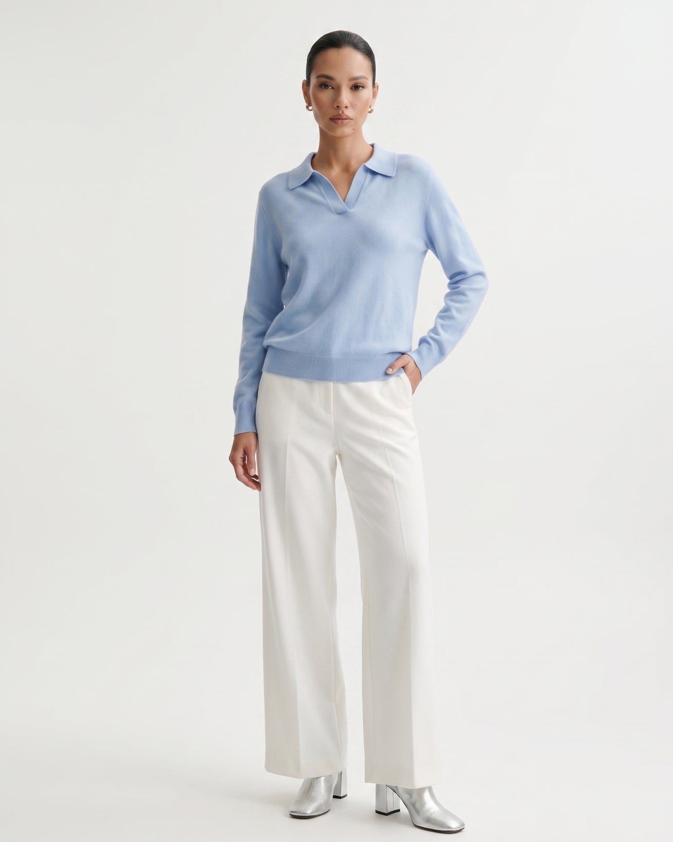 Cashmere Long Sleeve Polo Sweater