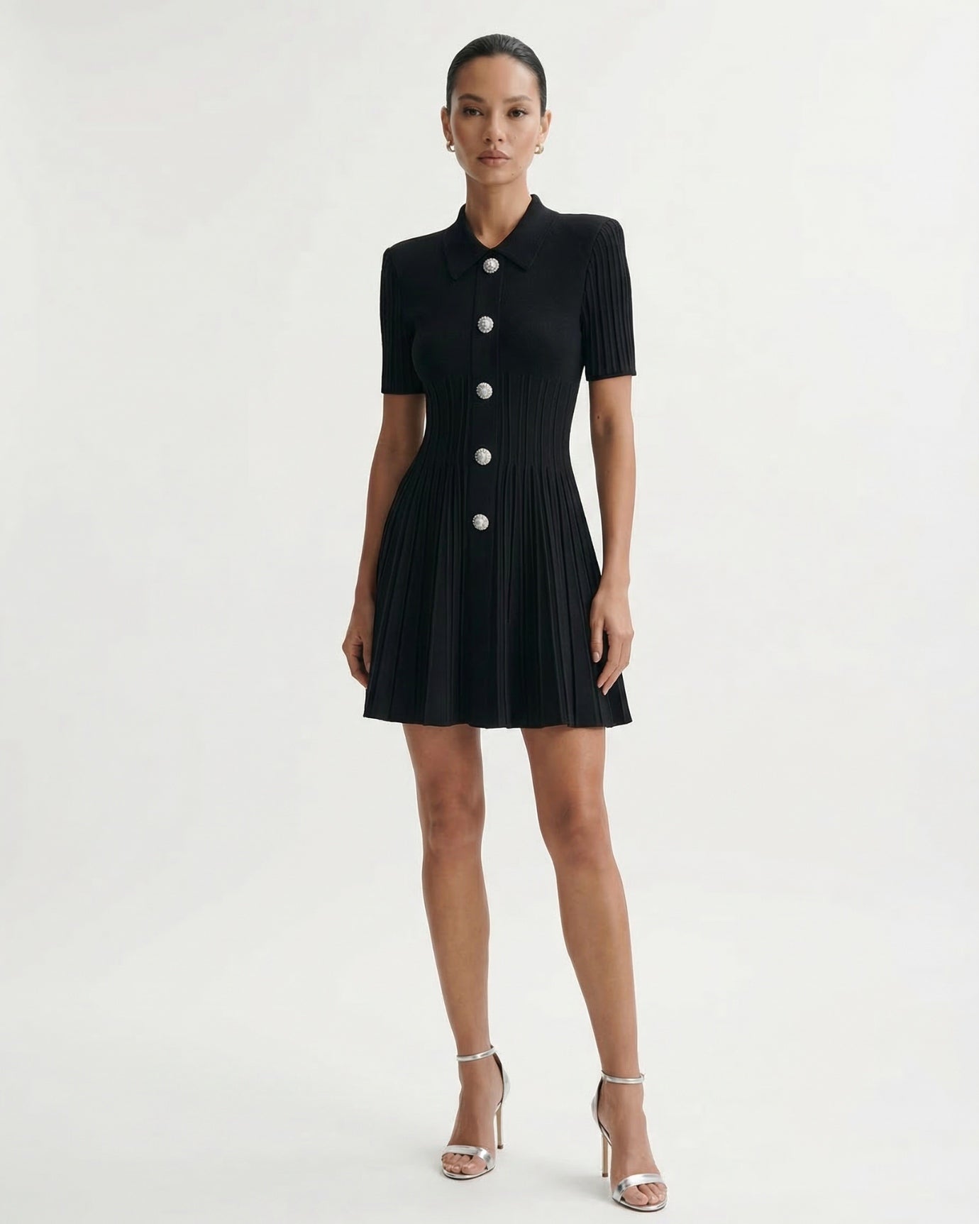 Anna Collared Knit Short Dress