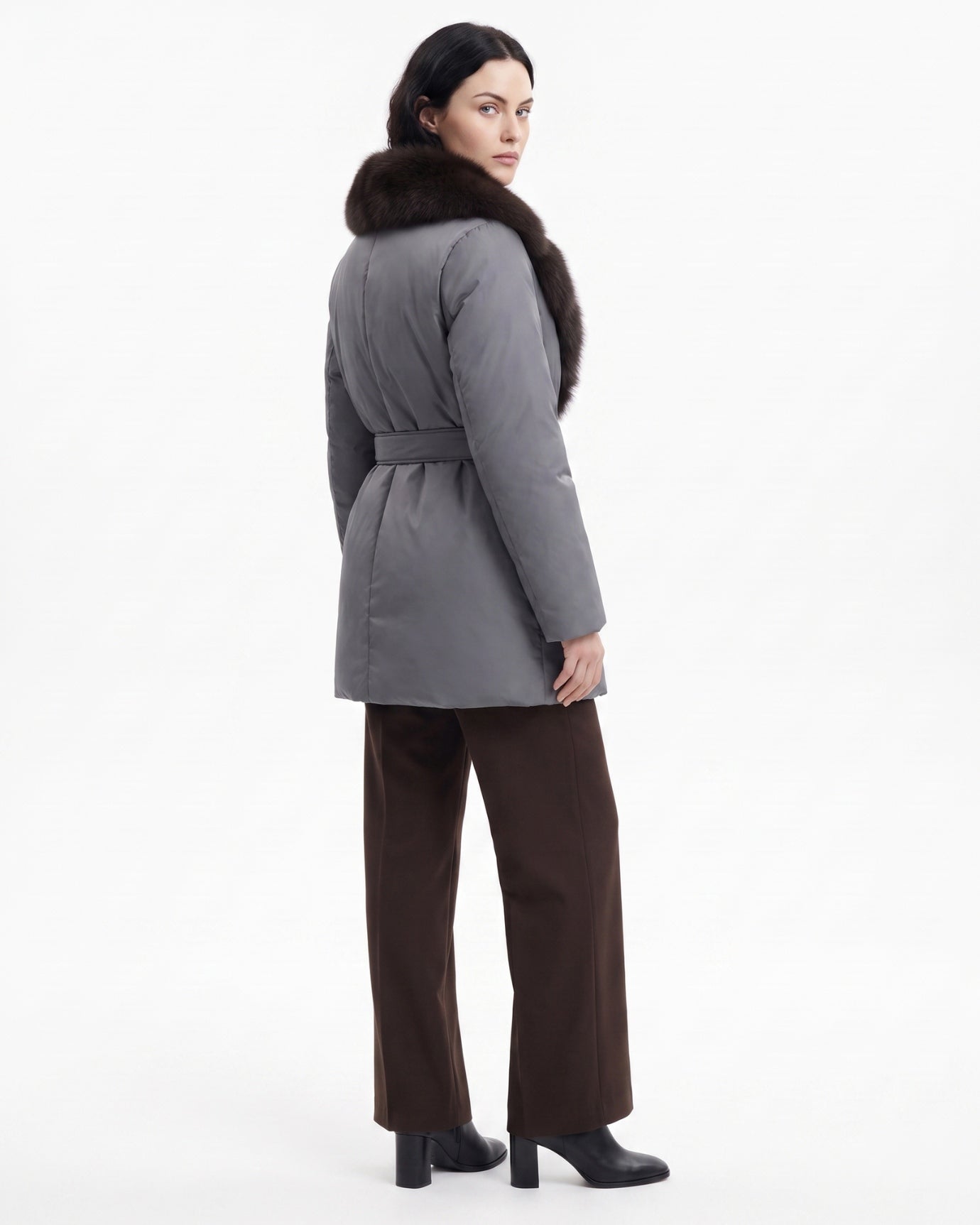 Sarah Real Fox Fur Fur Collar Thickened Warm Fur Coat