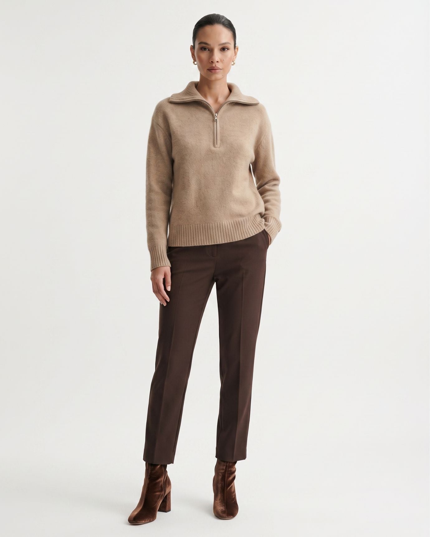 Georgina Zipper Cashmere Sweater