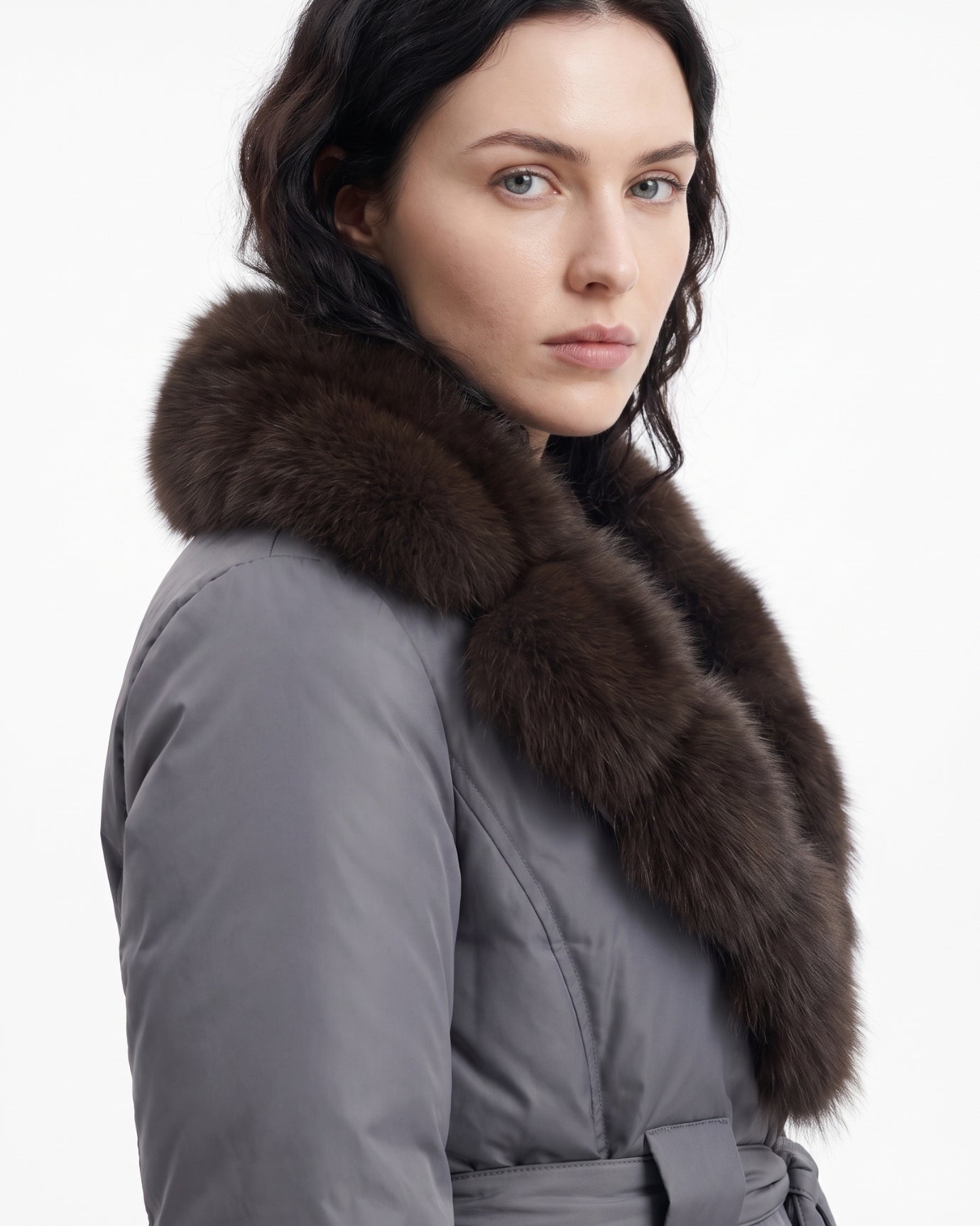 Sarah Real Fox Fur Fur Collar Thickened Warm Fur Coat