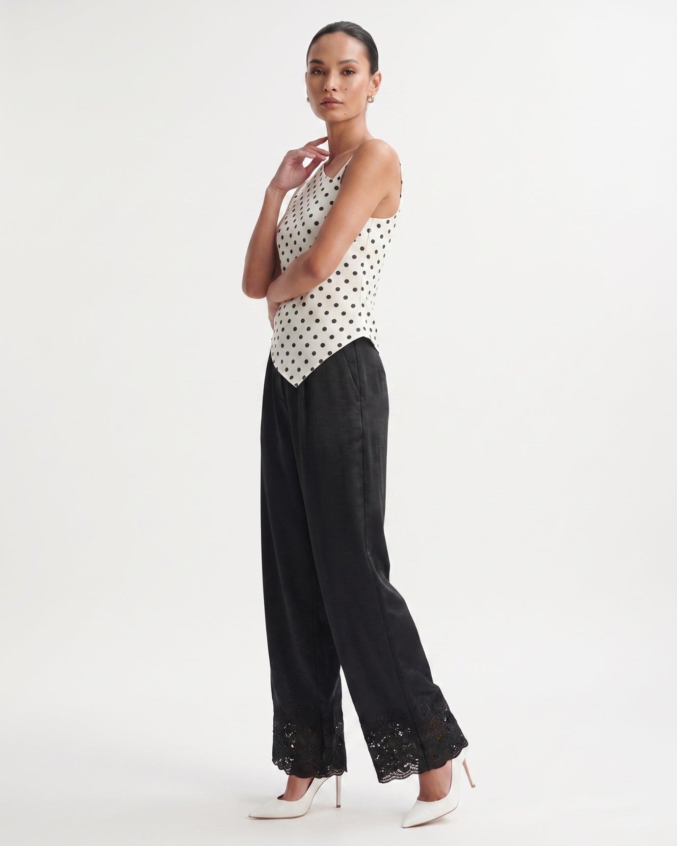 Jenny Embroidered Acetate Satin Wide-Leg Pants