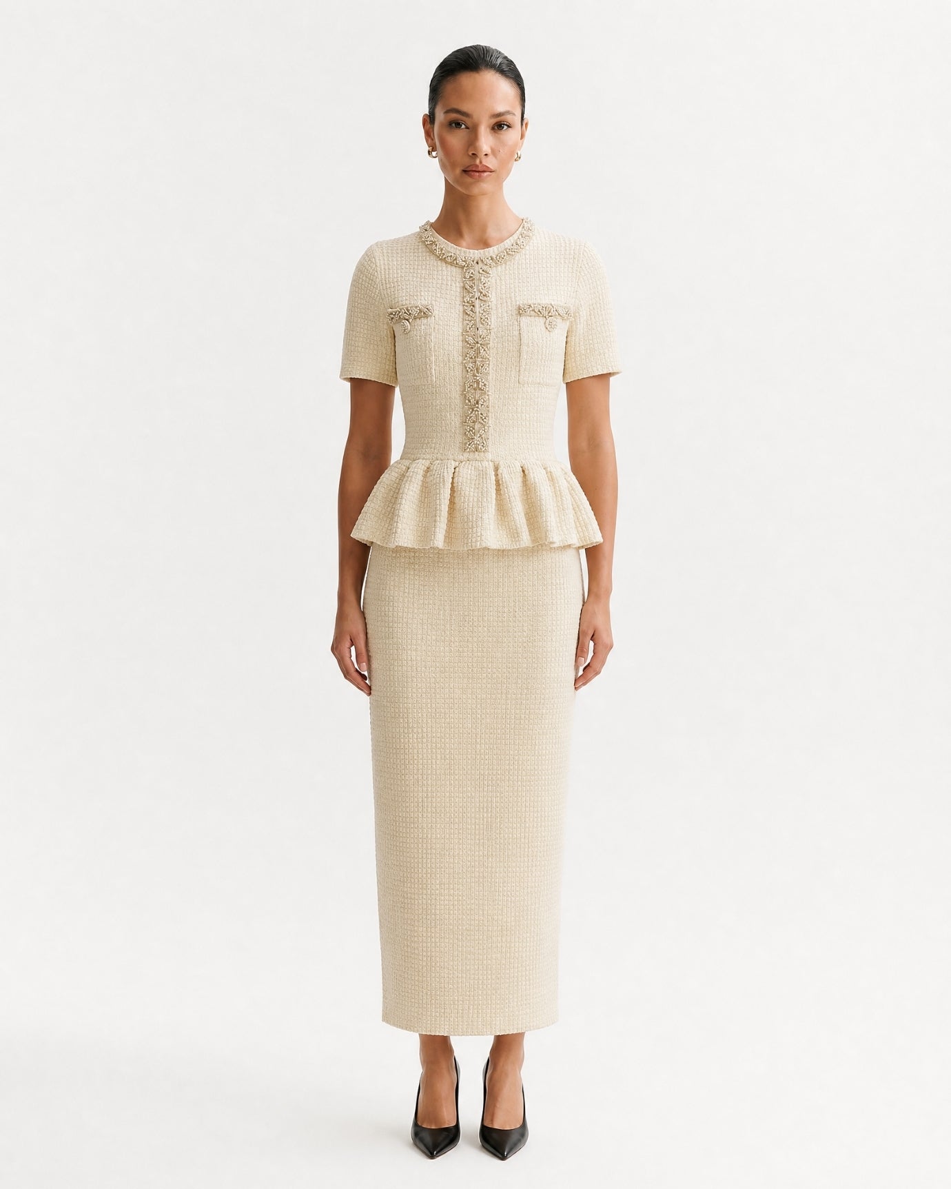 Embellished Short Sleeve Dress