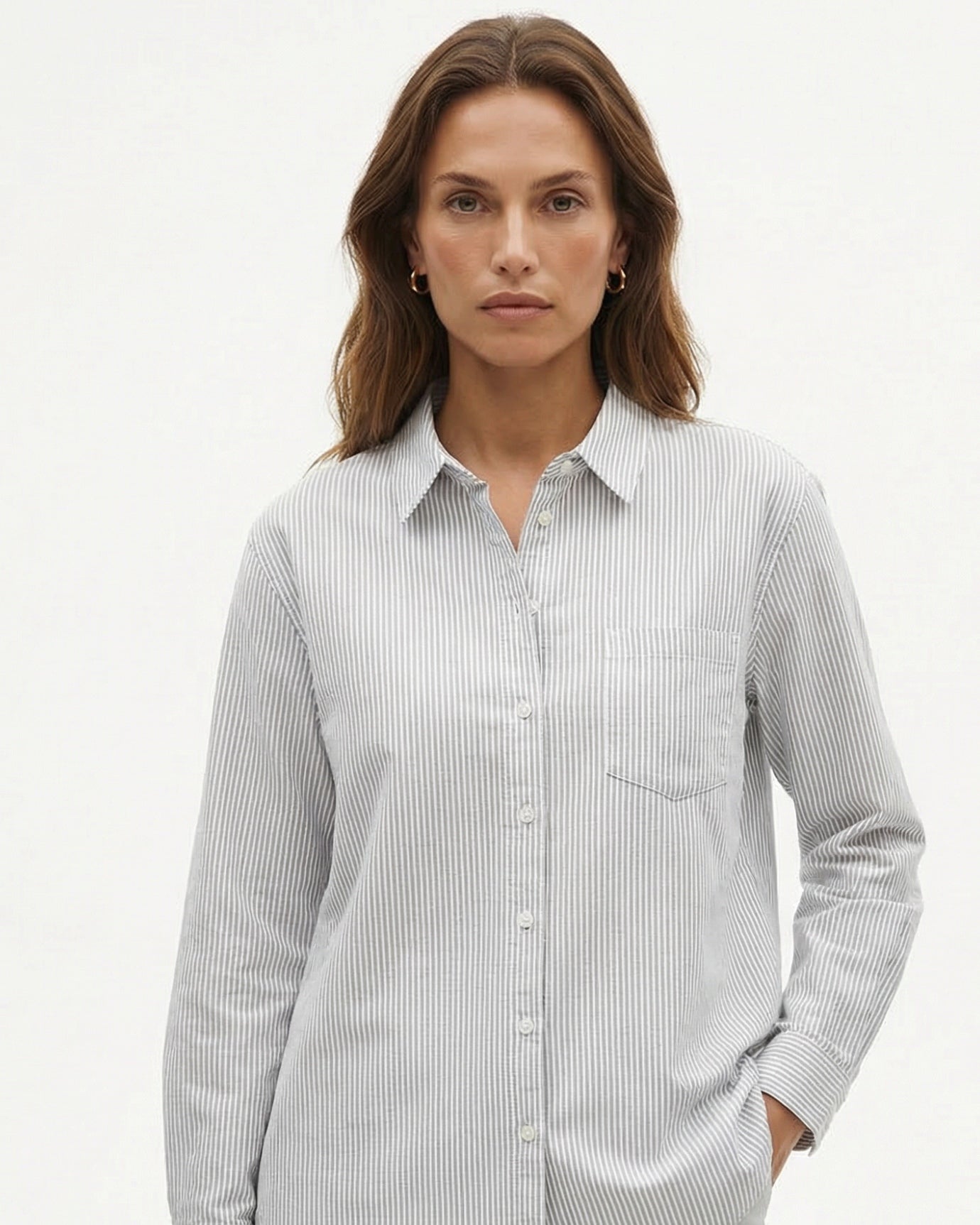 Cotton Oxford Striped Long-Sleeve Shirt