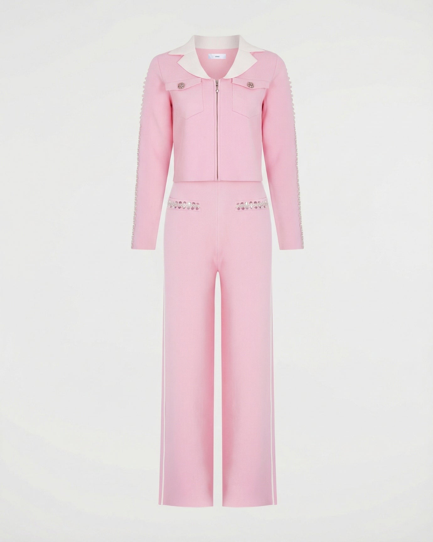 Sabrina Beaded Knitted Set Pants & Jacket Top