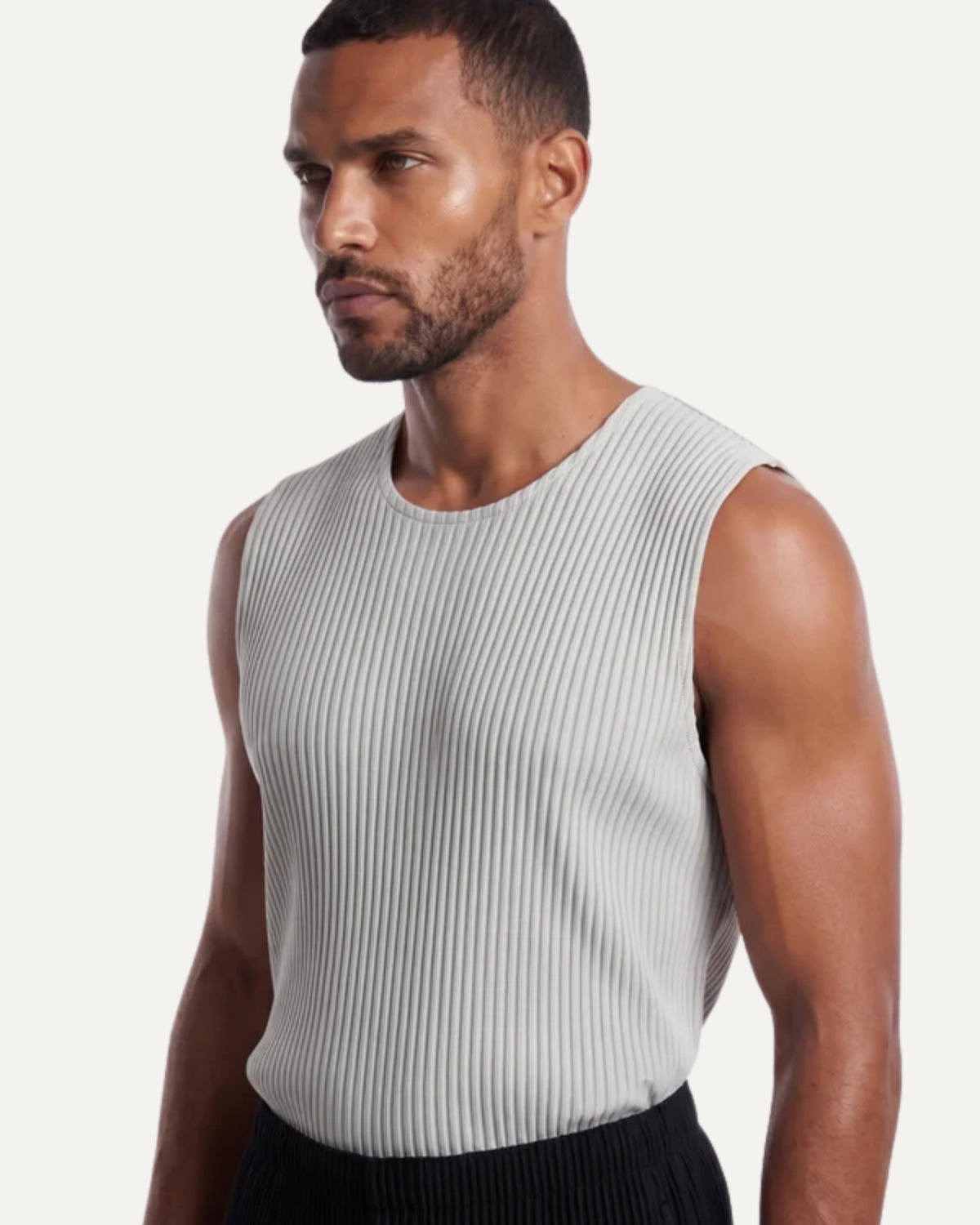 High-End Pleated Gray Vest T-shirt