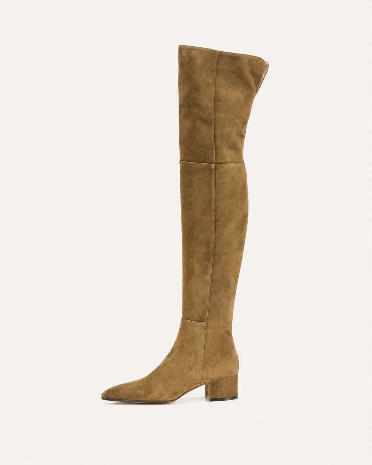 Round-Toe Low-Heel Over-the-Knee Leather Boots