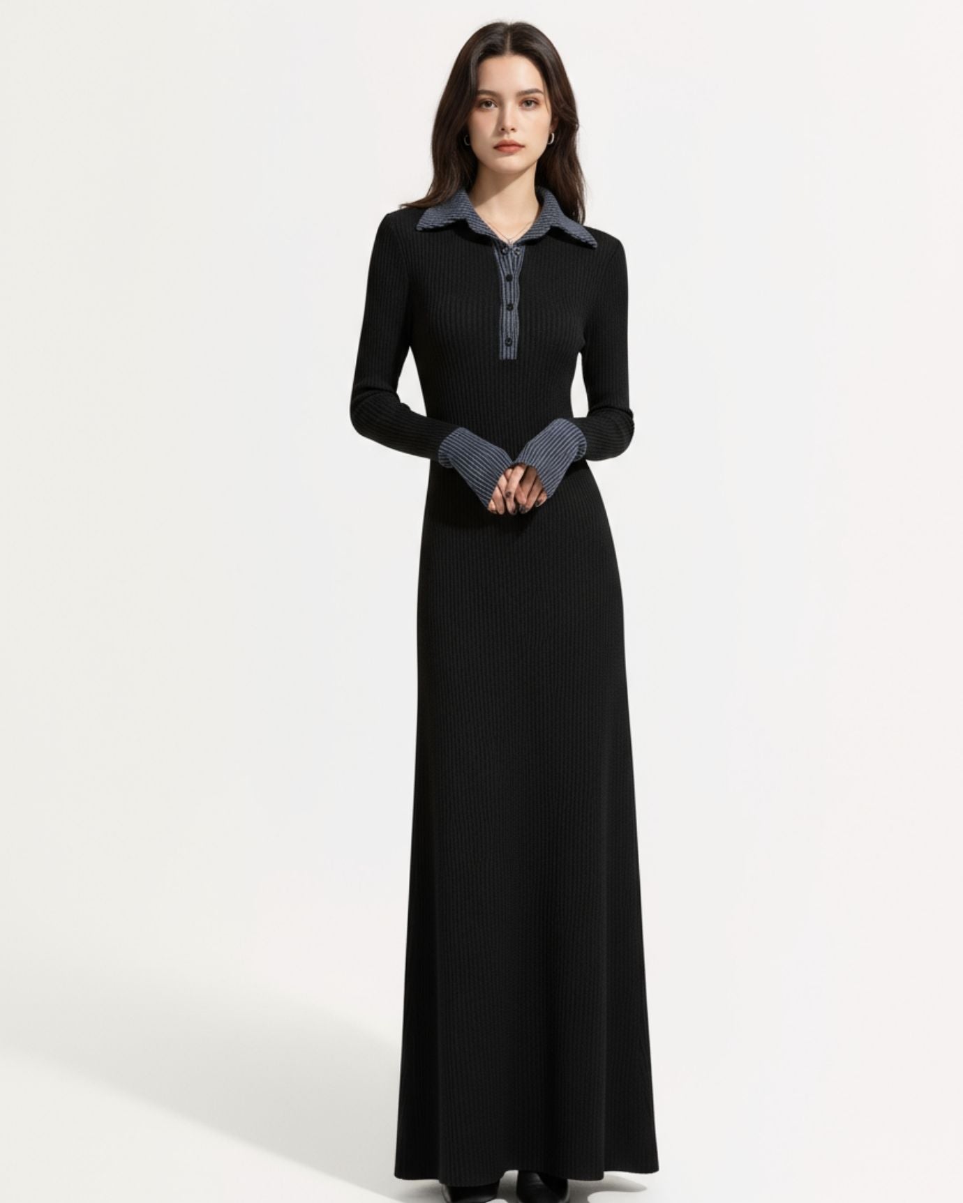 Retro Polo Dress Long Sleeved