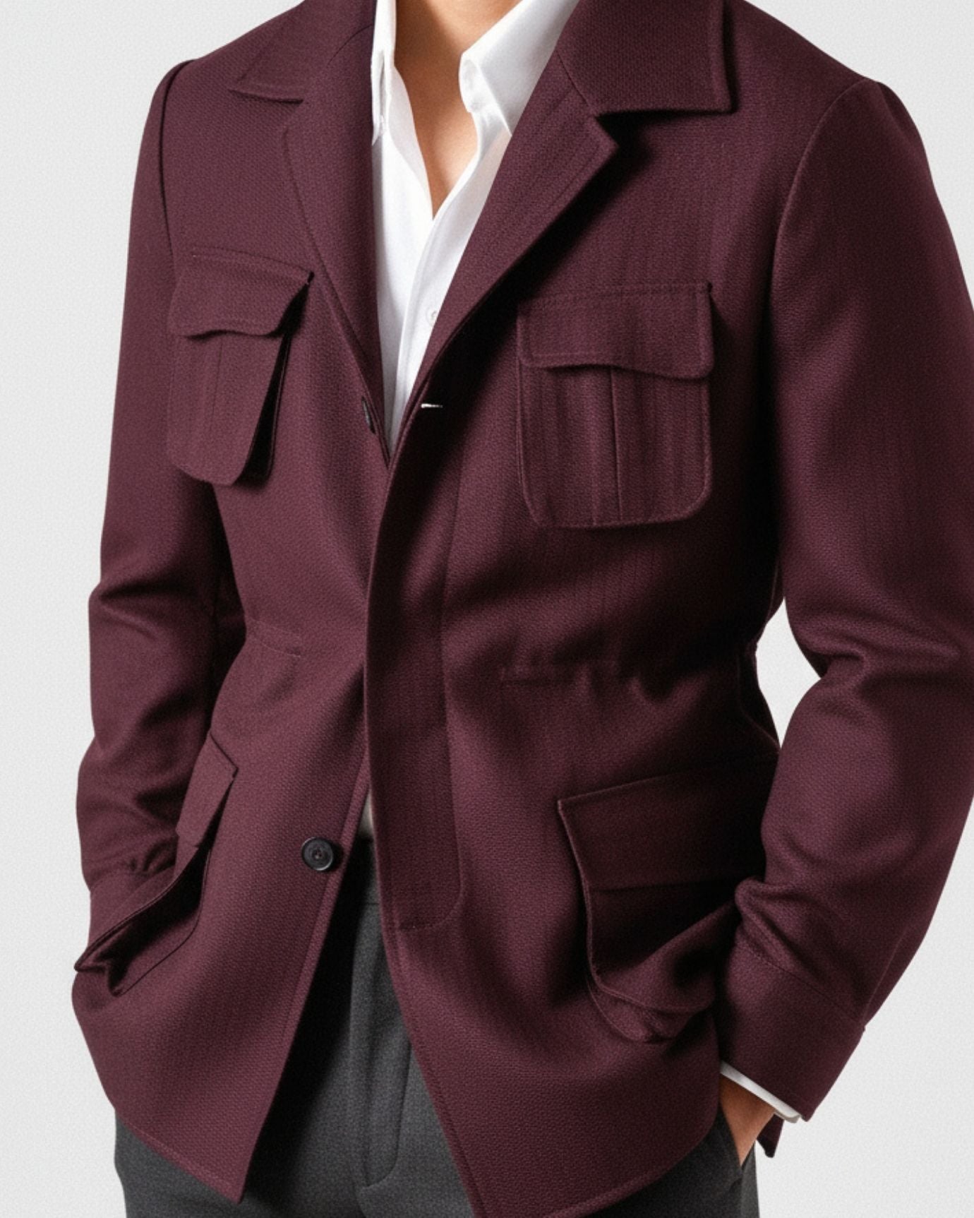 Winter Blazer Jacket Burgundy Red