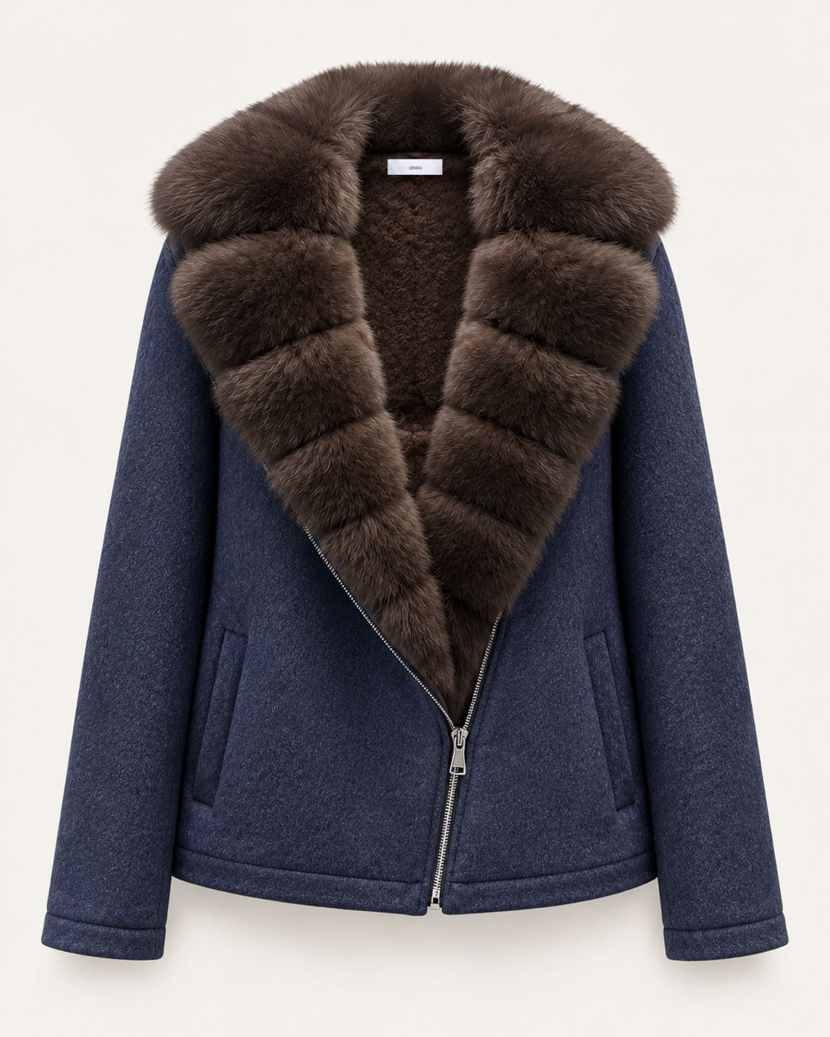 Lina Mid-Length Genuine Leather Shearling Coat