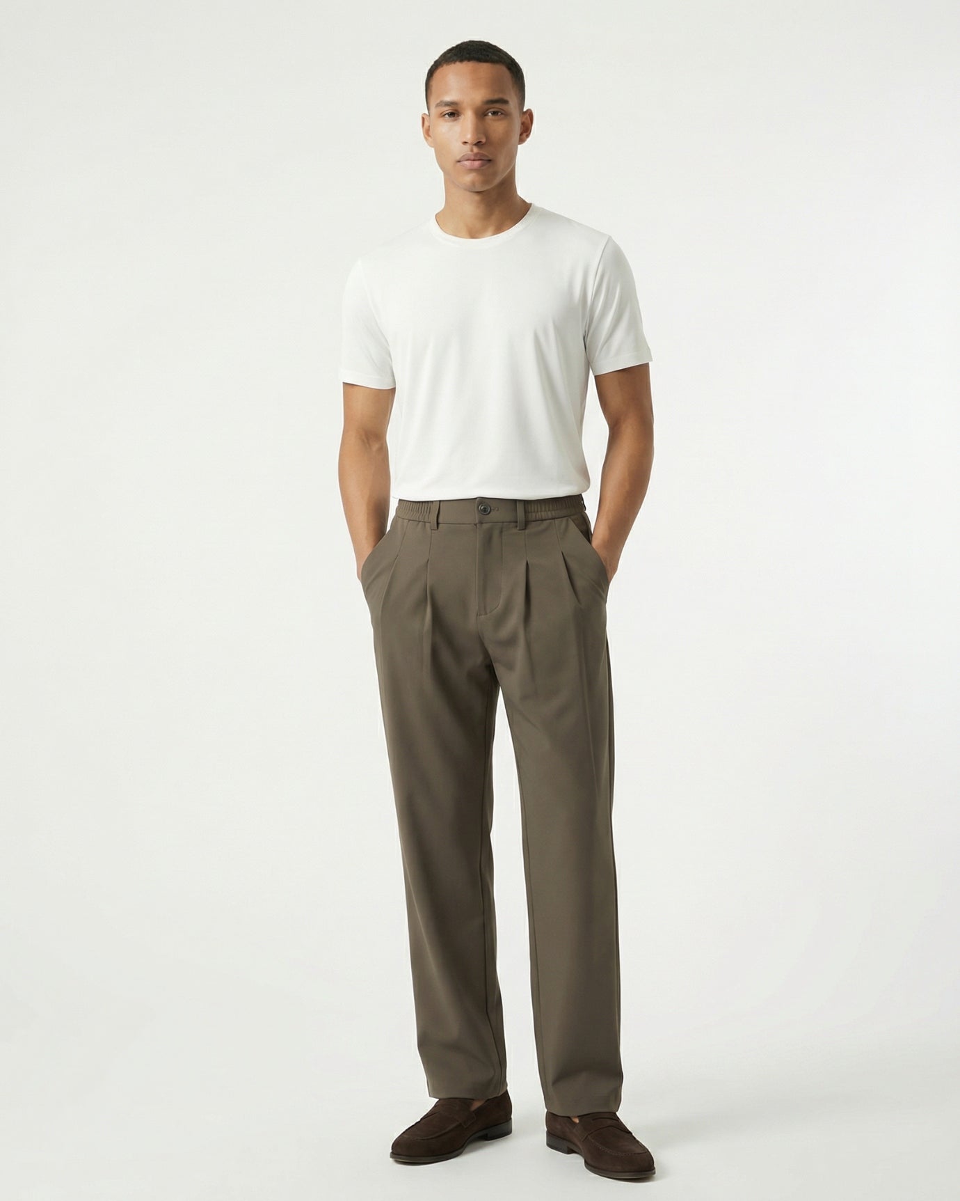 Pantalones casuales de alta elasticidad | Pantalones rectos holgados de alta gama