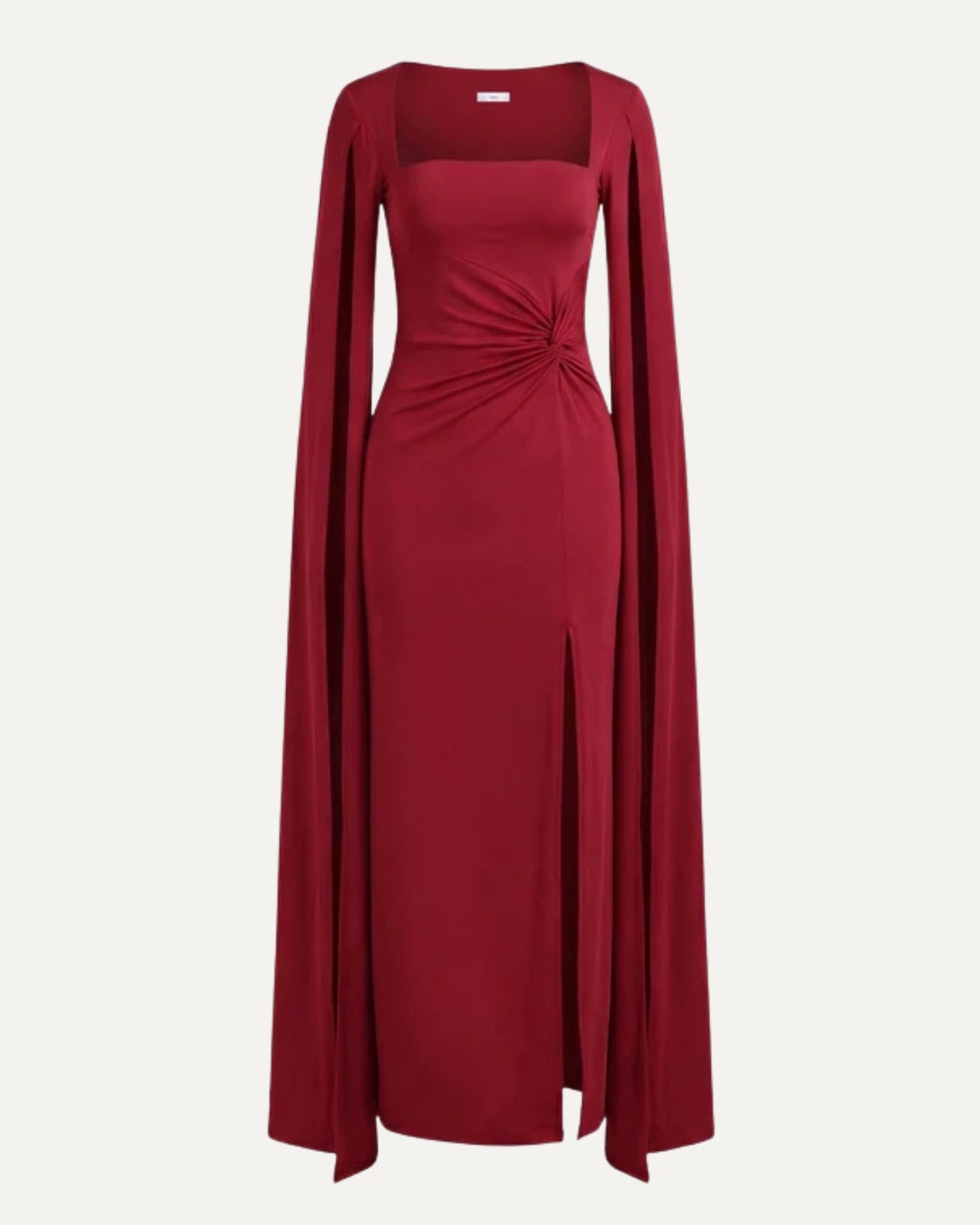 Square Neck Long-Sleeved High Slit Dress