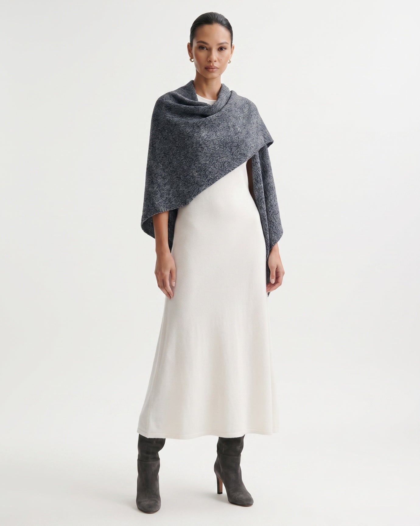 Kira Cashmere Thickened Knit Triangle Shawl