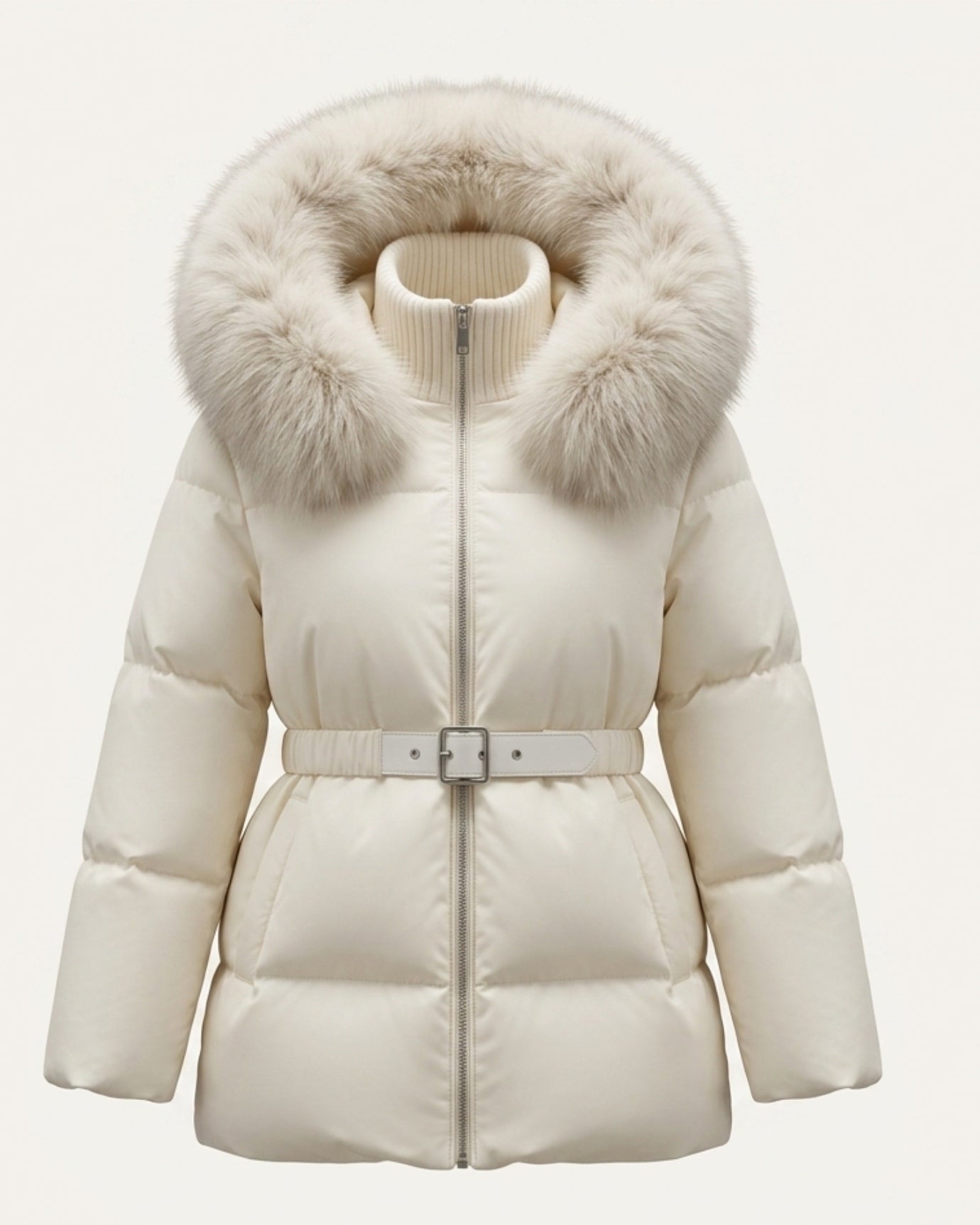 Goose Down Coat Raccoon Fur Hood Trim Warm Parka