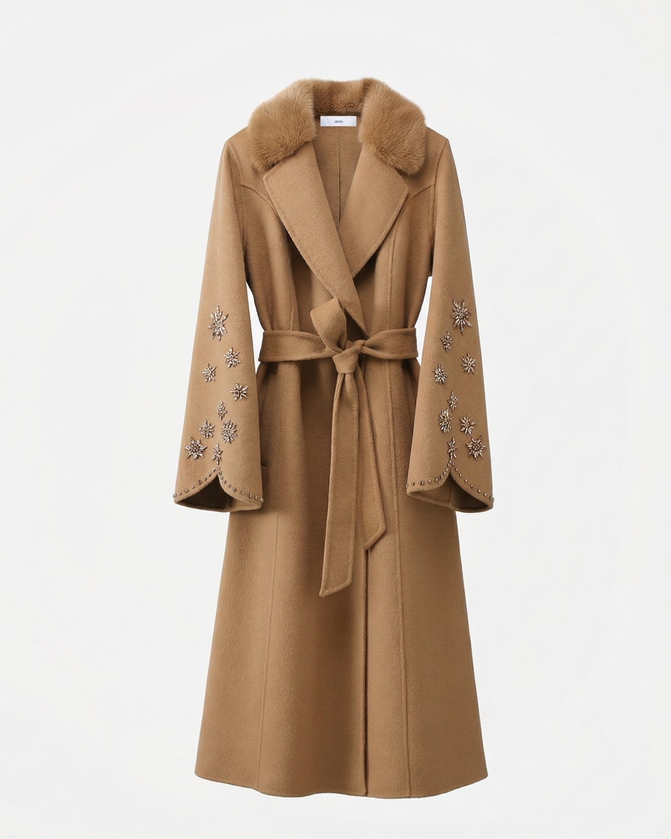 Divina High-end Mink Fur Collar Cashmere & wool coat