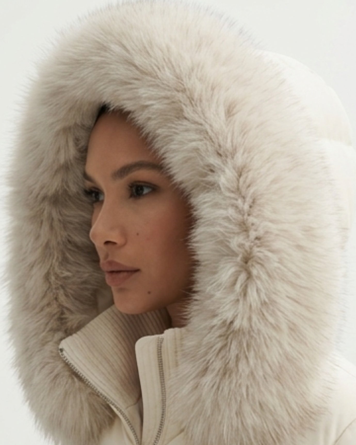 Goose Down Coat Raccoon Fur Hood Trim Warm Parka