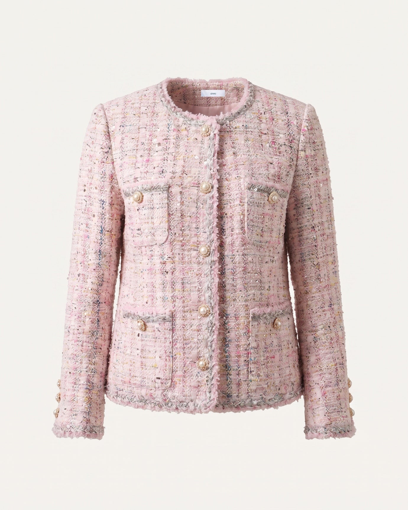 Rihanna Tweed Wool Pink Cardigan Jacket