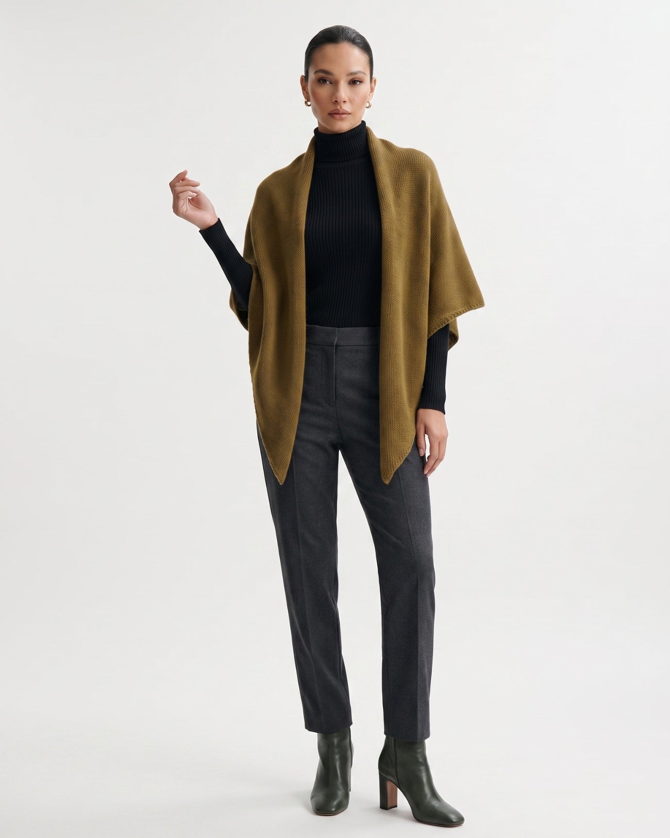 Kira Cashmere Thickened Knit Triangle Shawl